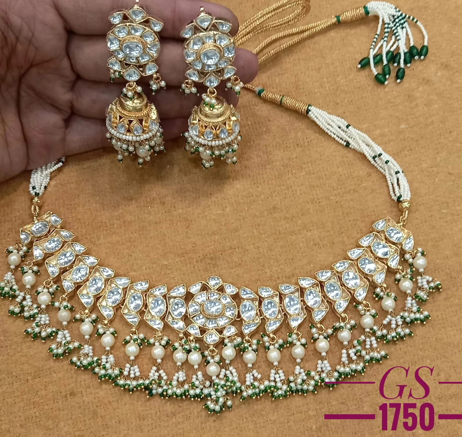 Sahara Gold Finish Jadau Kundan Necklace Set for Women NEER001JKD