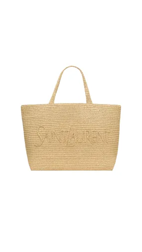 Saint Laurent Tote In Raffia - Natural