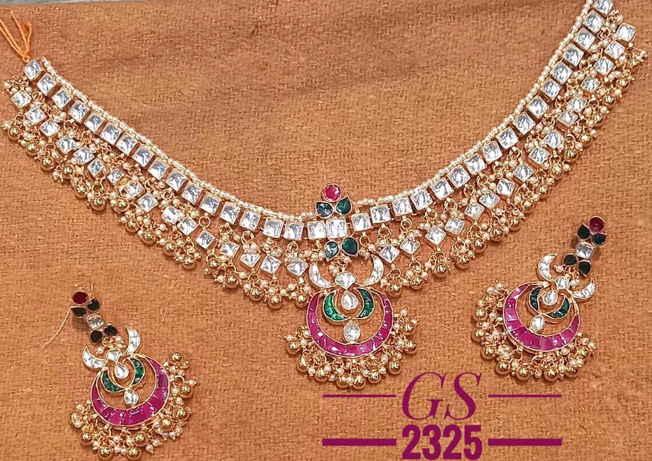 Sajani Gold Jadau Kundan Necklace Set for Women