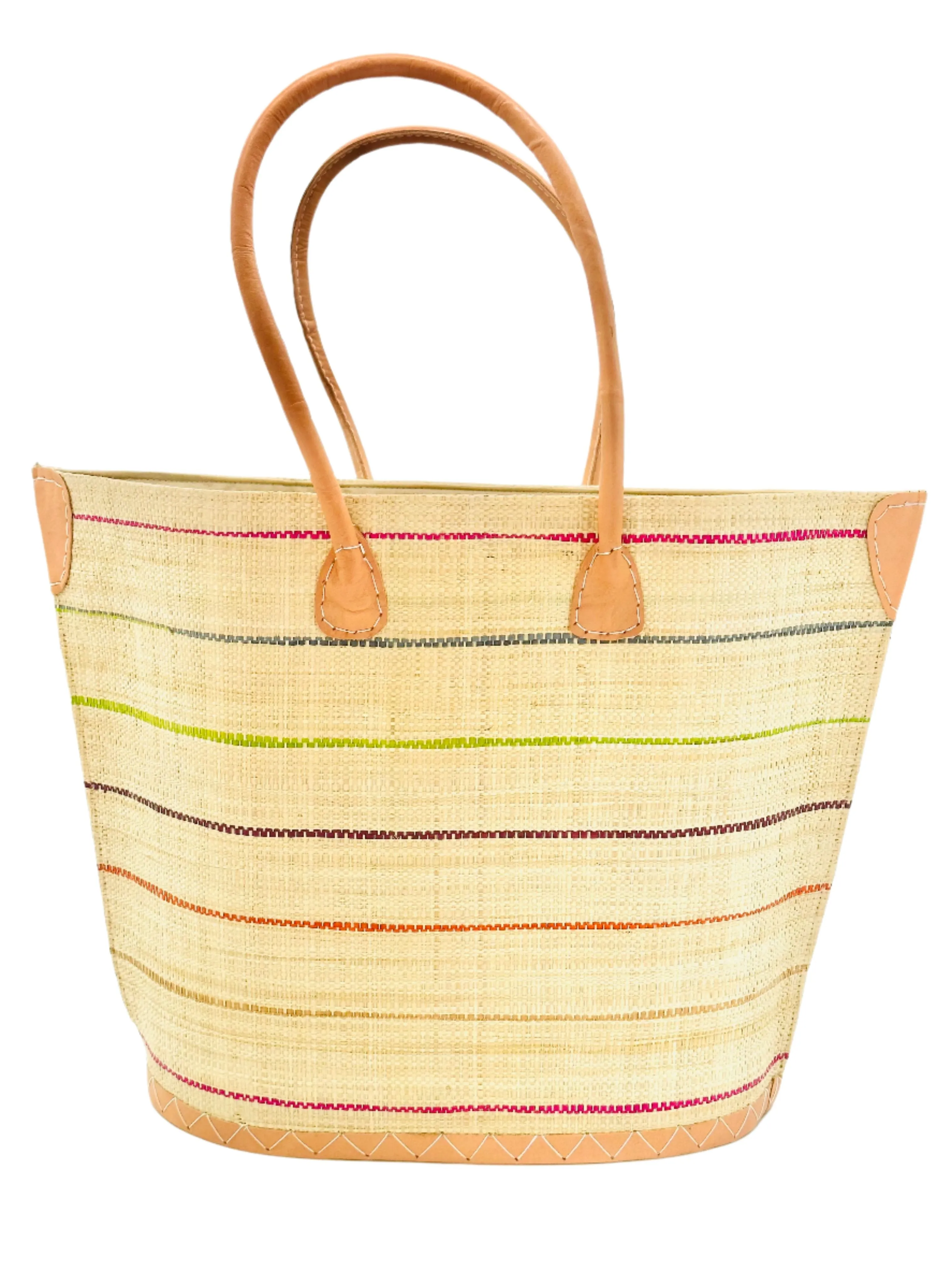 Santa Cruz Pinstripes Small Straw Tote Bag