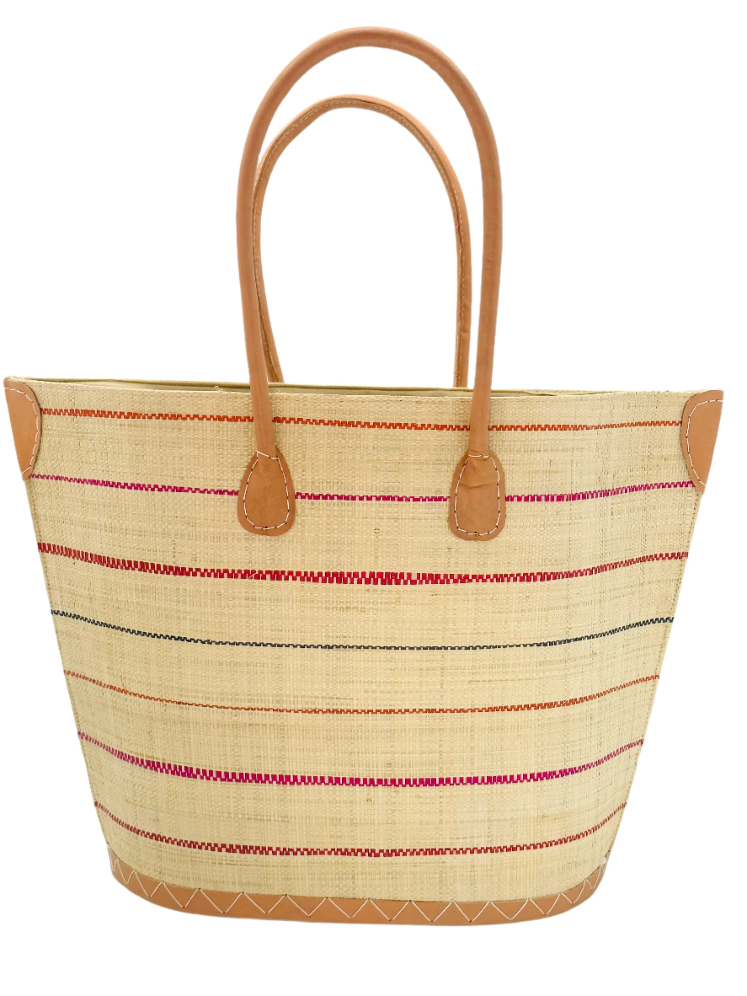 Santa Cruz Pinstripes Small Straw Tote Bag