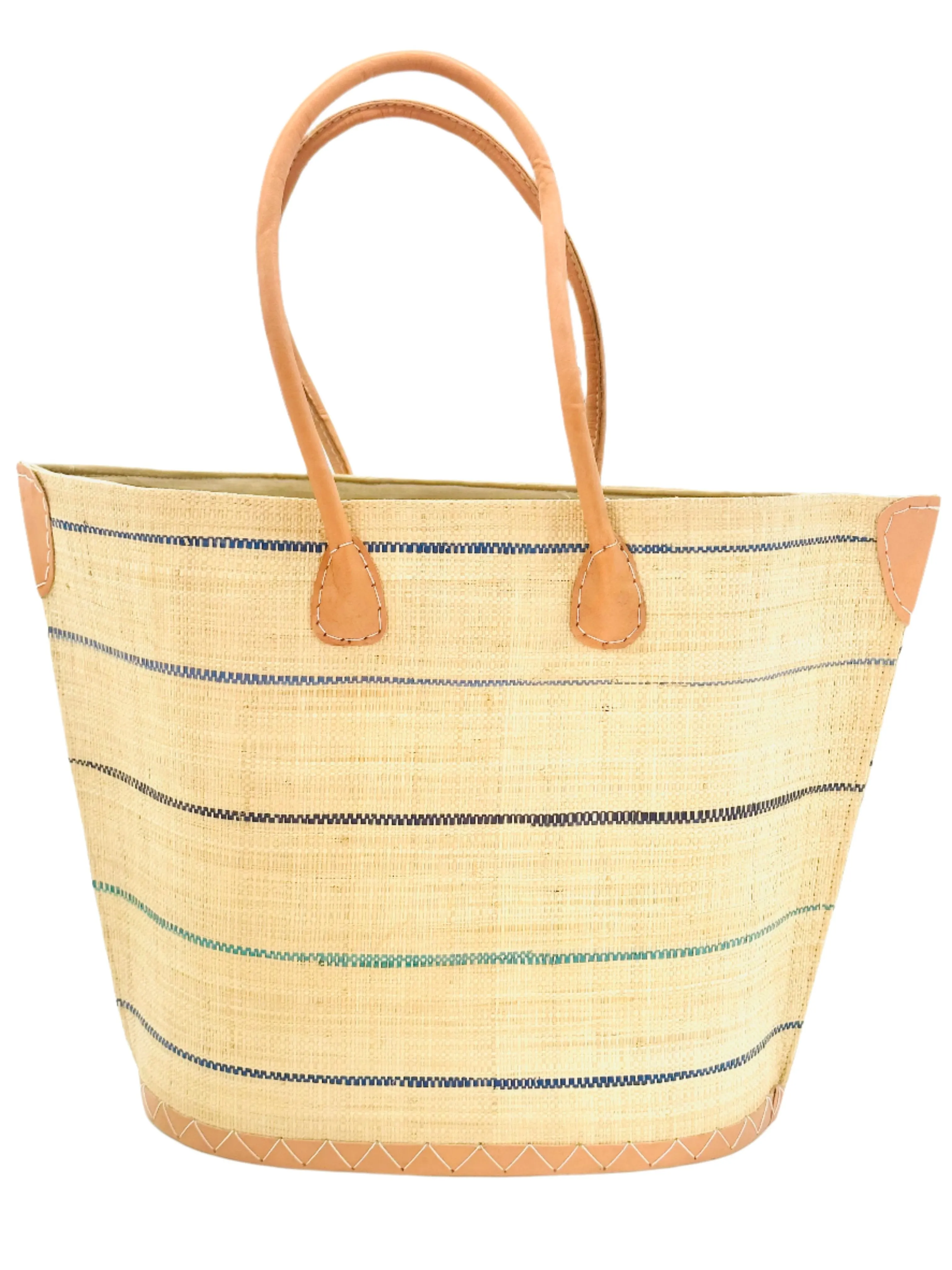 Santa Cruz Pinstripes Small Straw Tote Bag