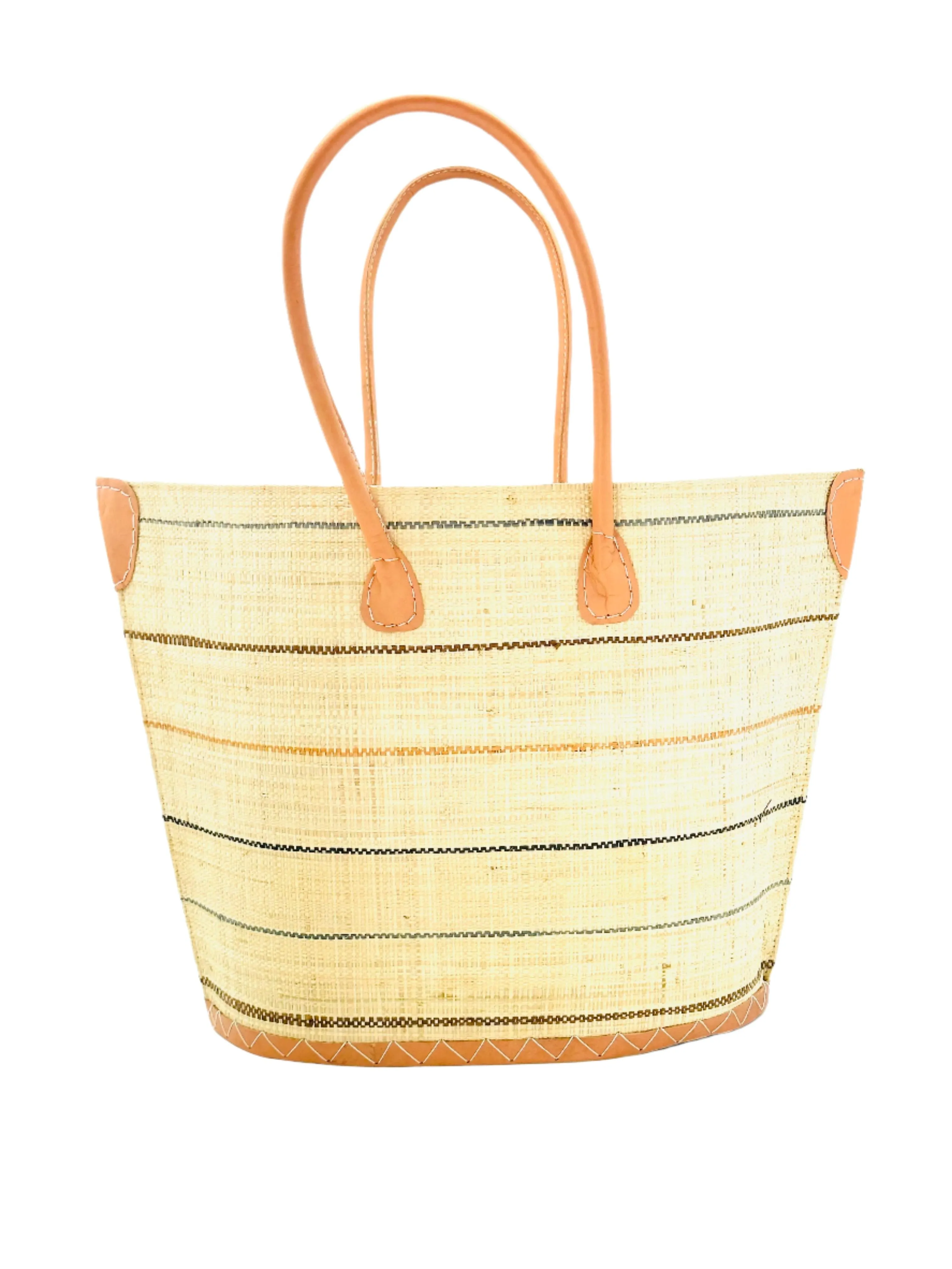 Santa Cruz Pinstripes Small Straw Tote Bag