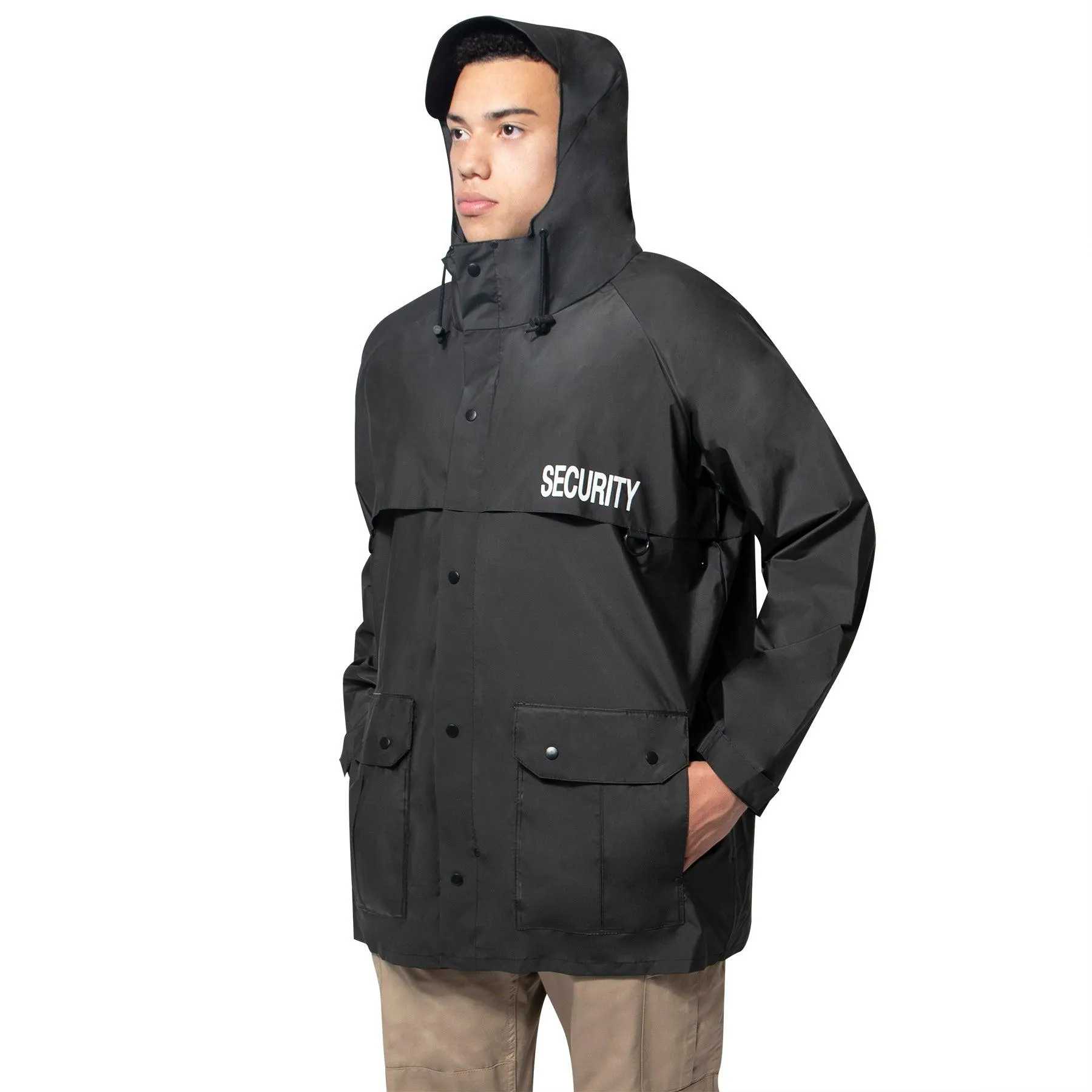 Security Nylon Rain Jacket - Black