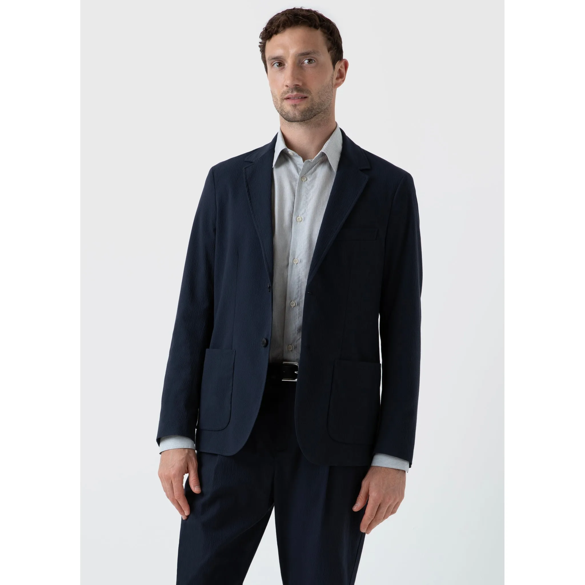 Seersucker Blazer | Men | Navy