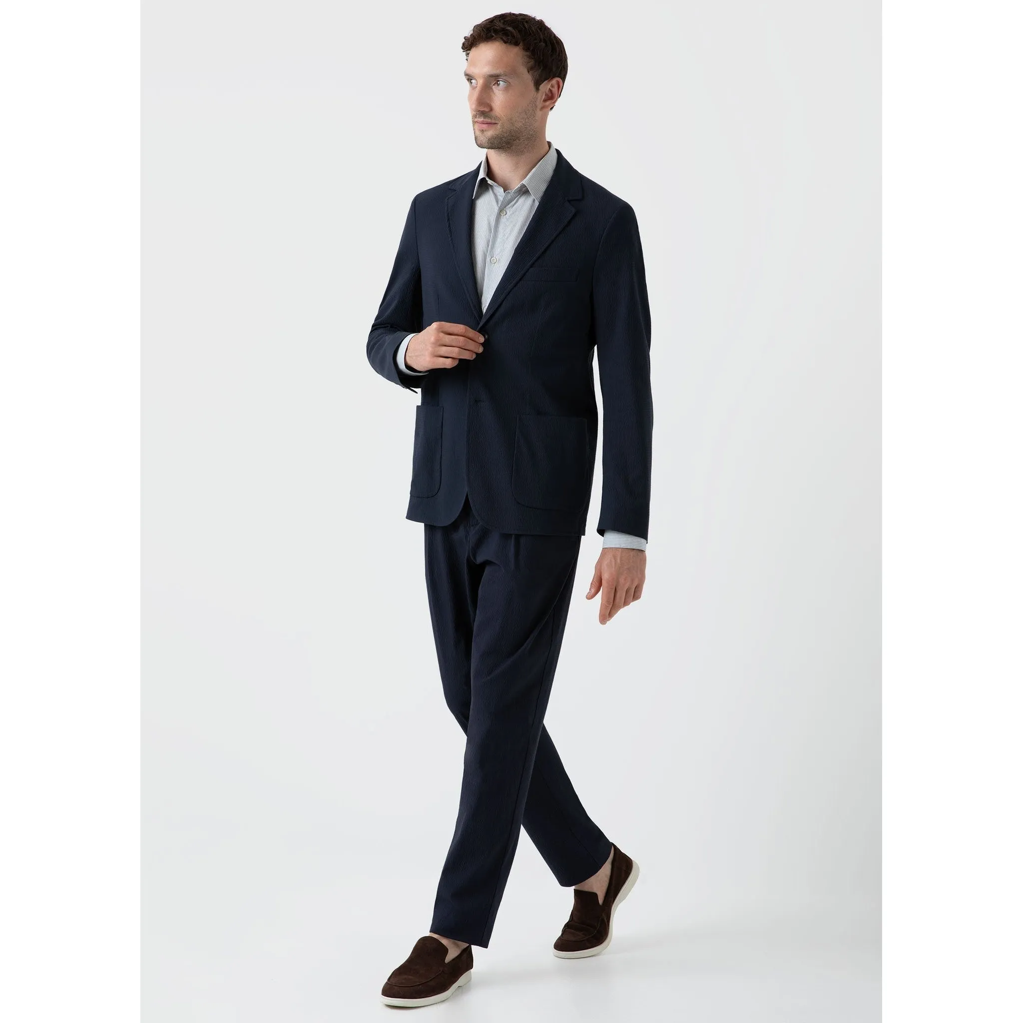 Seersucker Blazer | Men | Navy