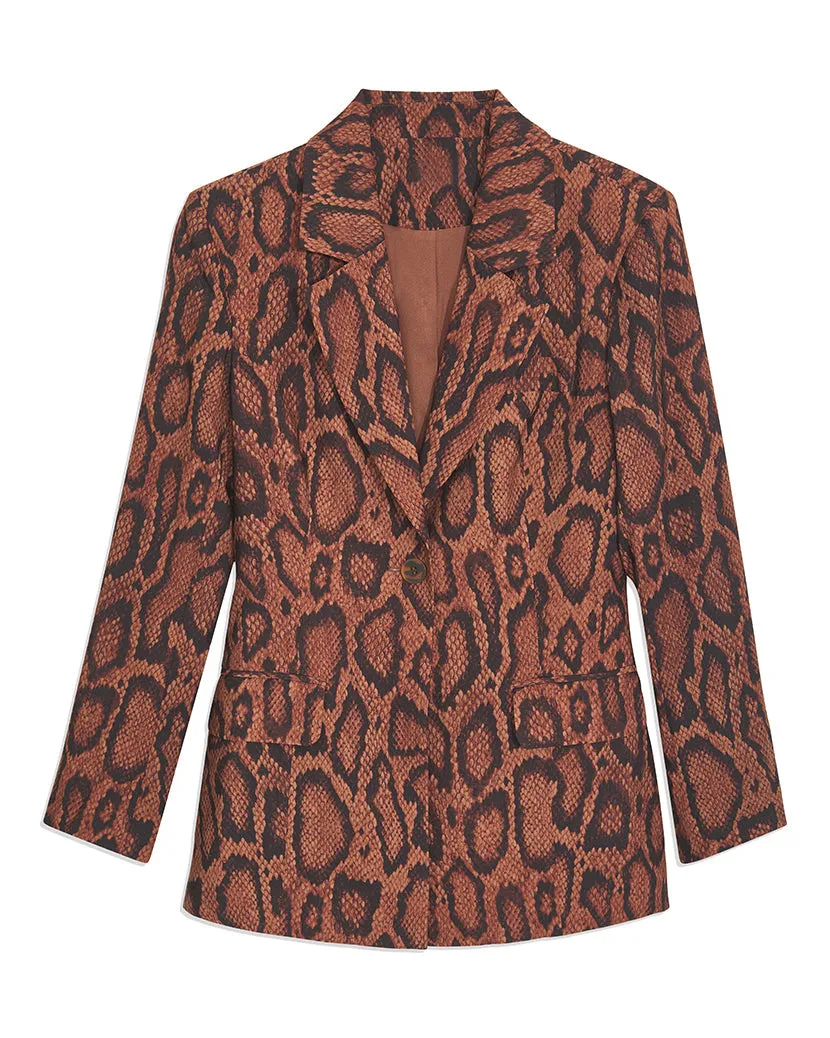 Shaped Snakeskin Blazer | Brown Multi