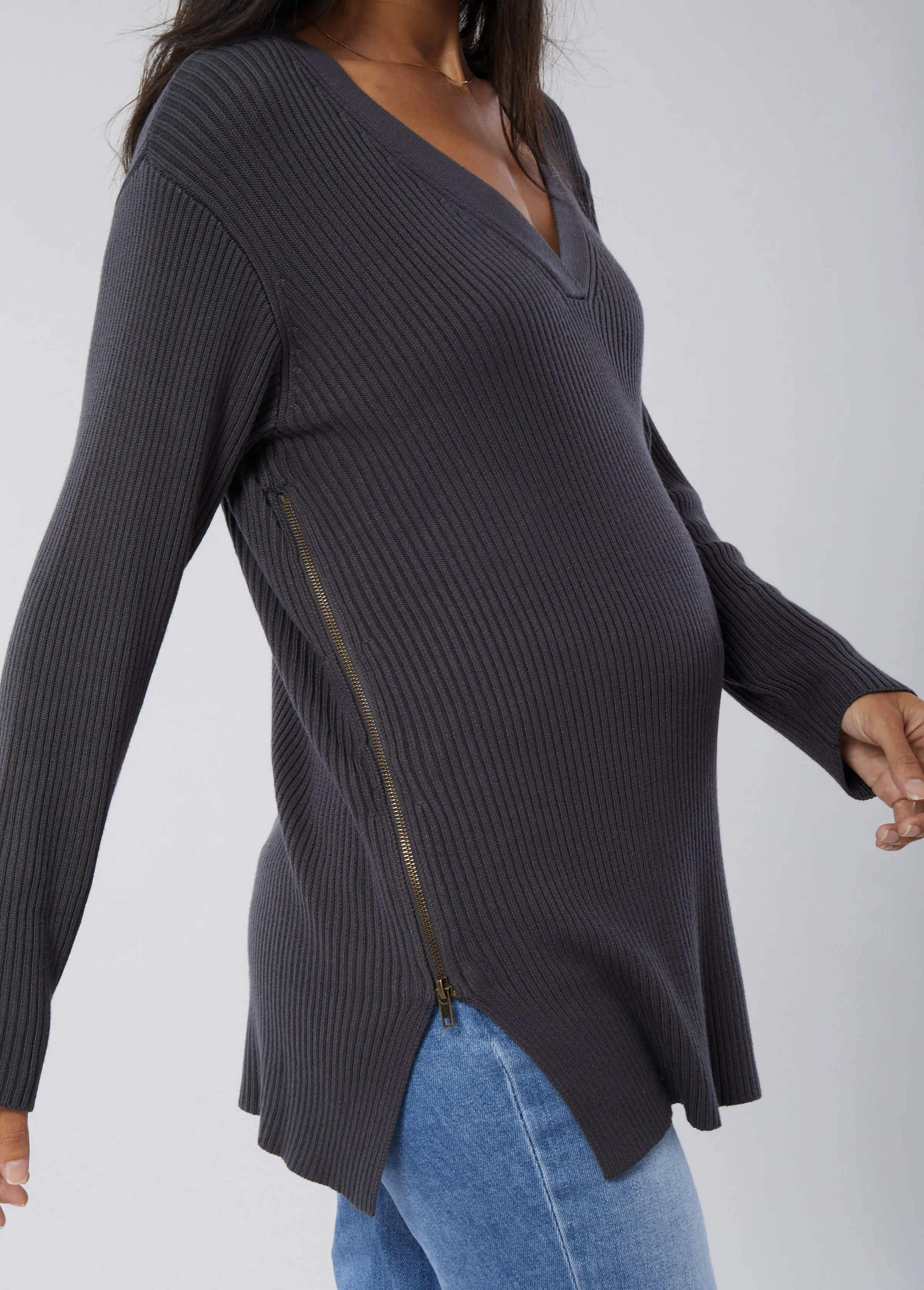 Side Zip Maternity + Nursing Sweater