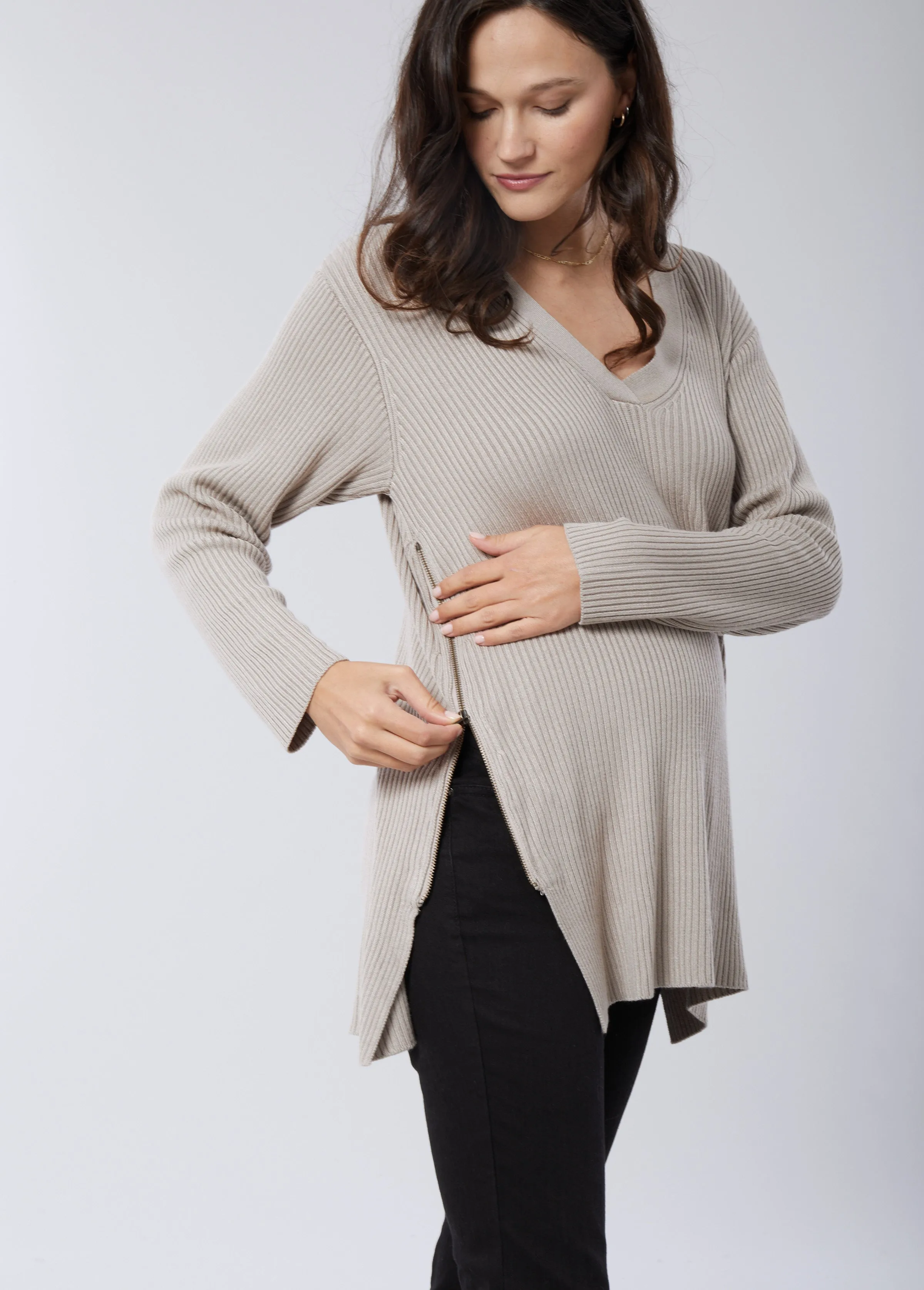 Side Zip Maternity + Nursing Sweater