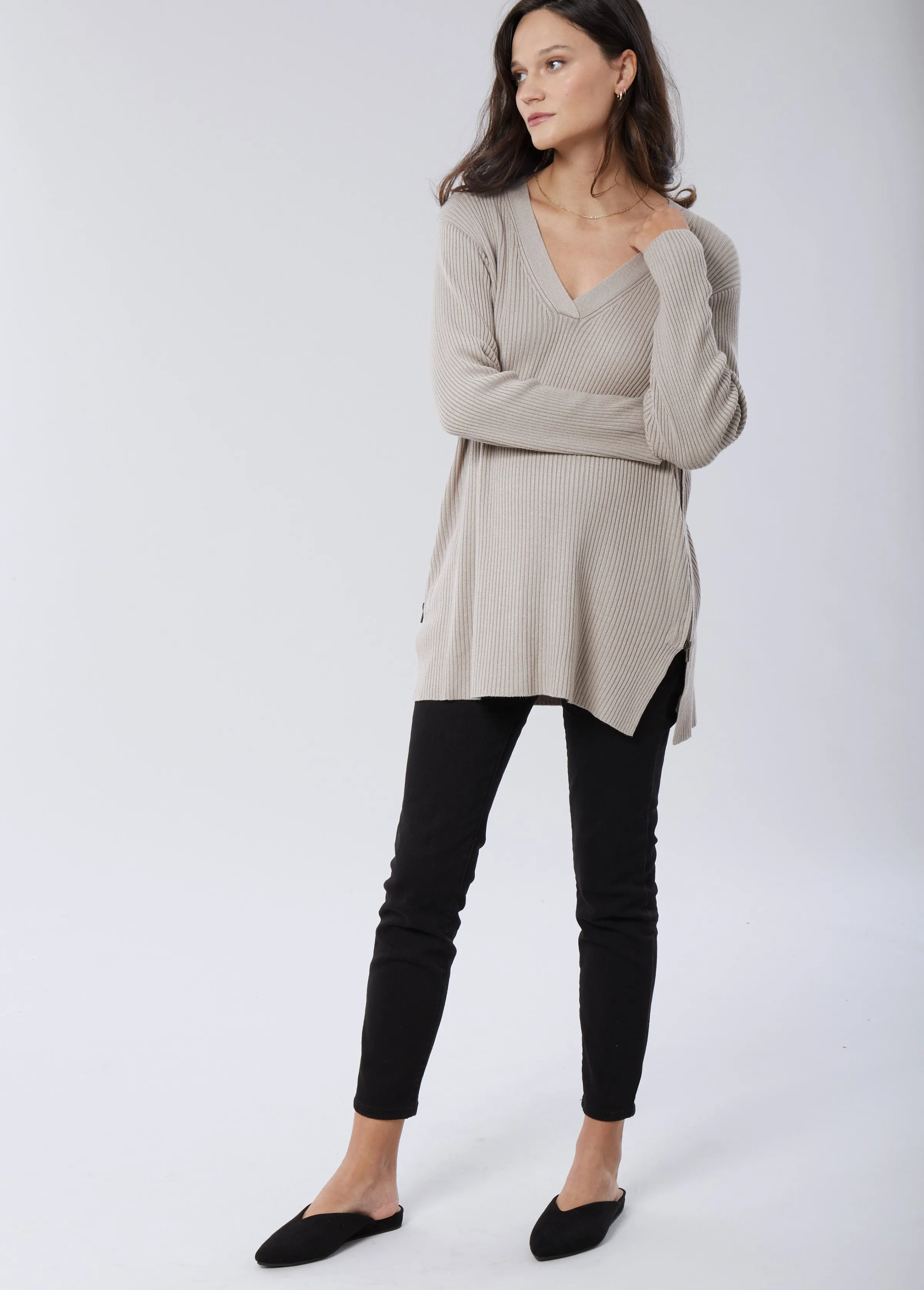 Side Zip Maternity + Nursing Sweater