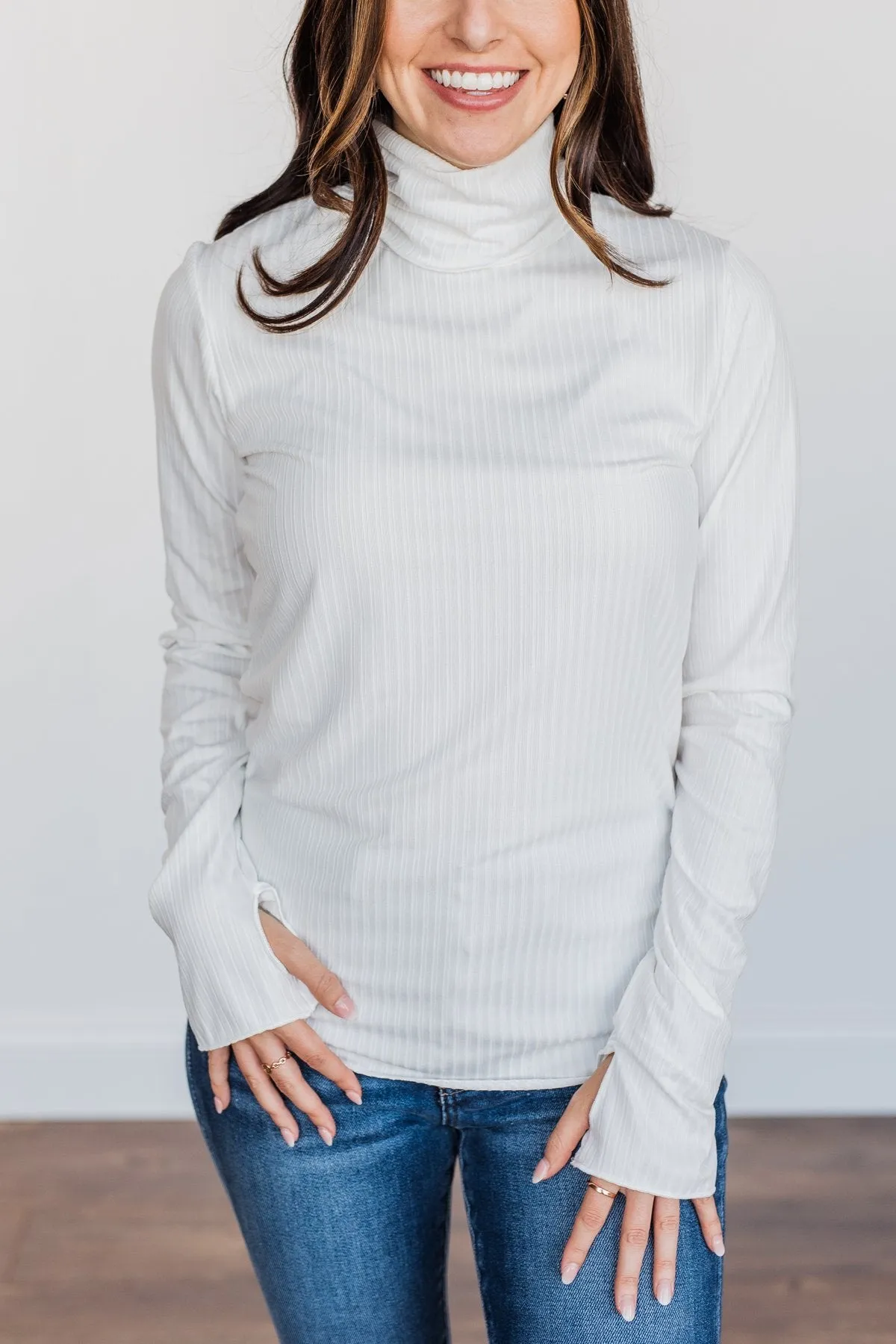 Smooth Ivory Turtle Neck Top