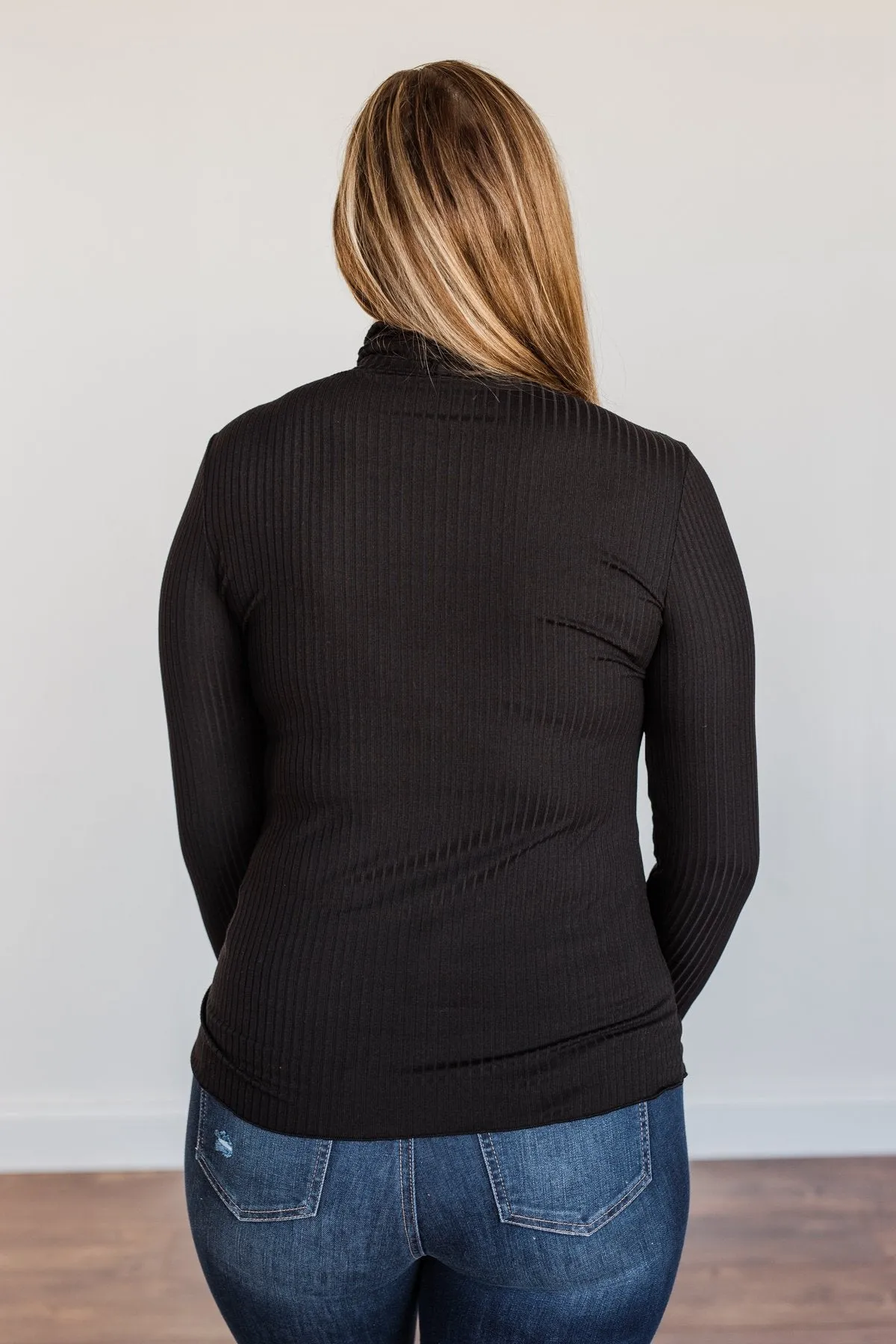 Smooth Sailing Black Turtle Neck Top