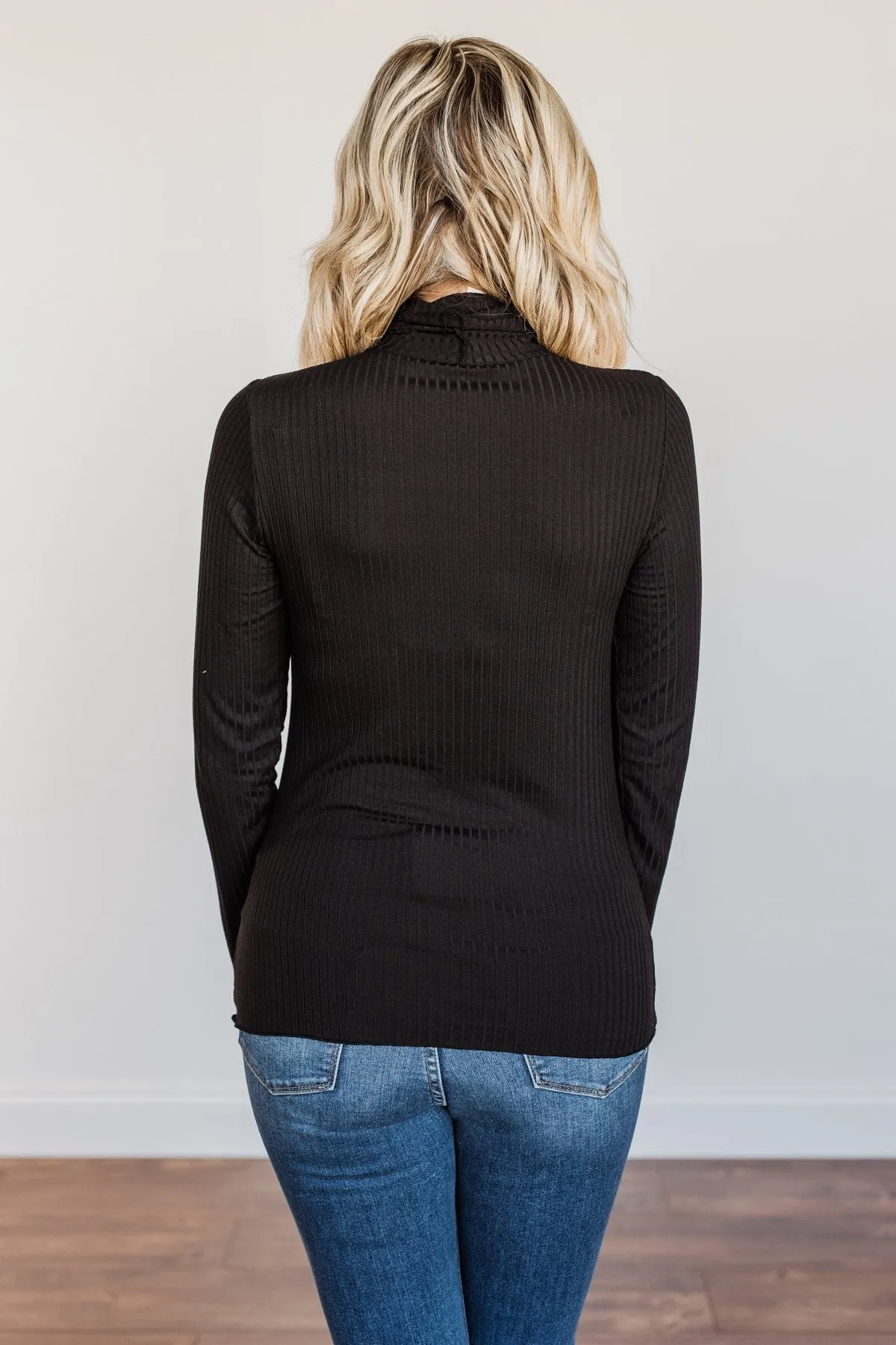 Smooth Sailing Black Turtle Neck Top