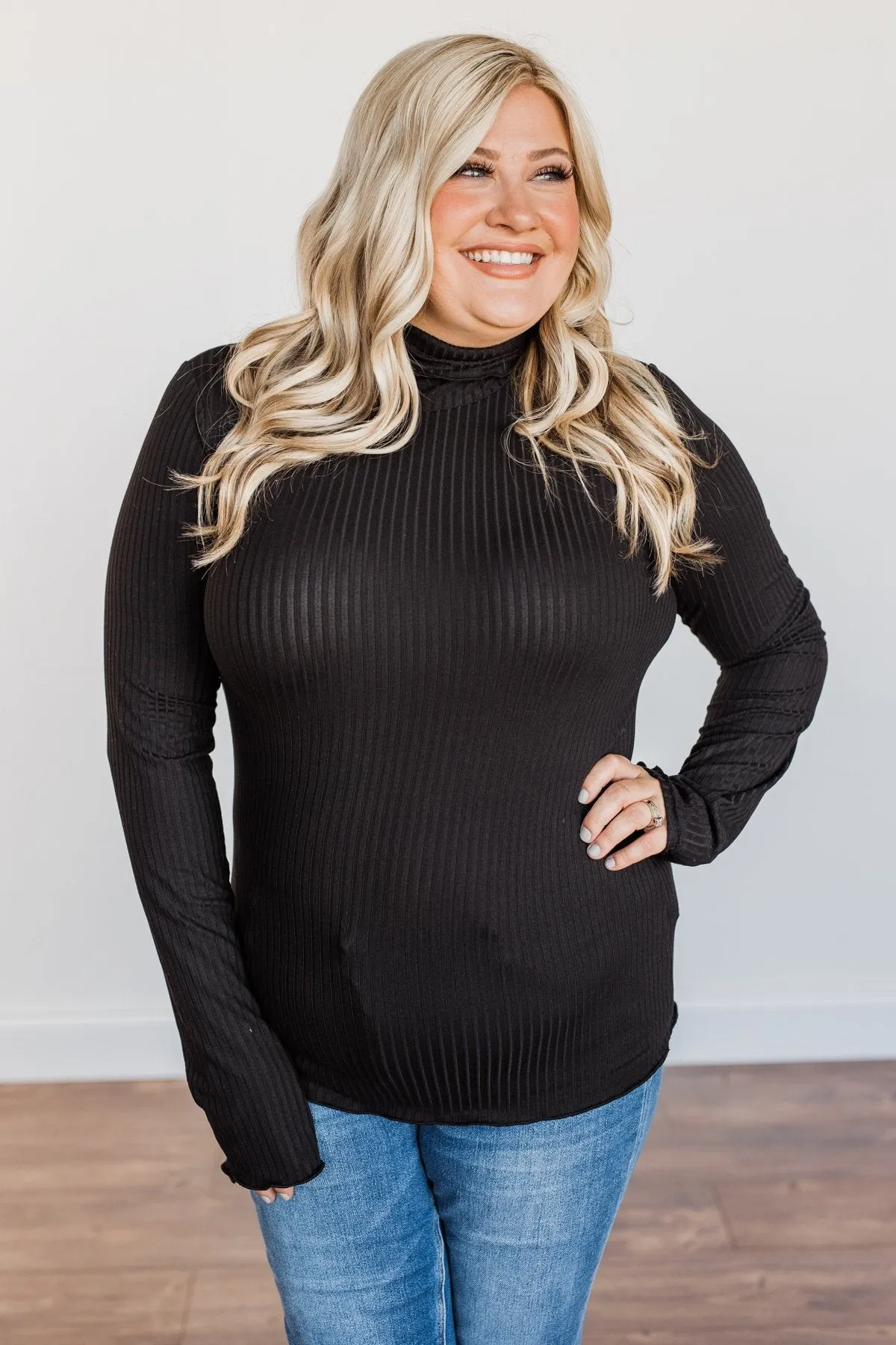 Smooth Sailing Black Turtle Neck Top