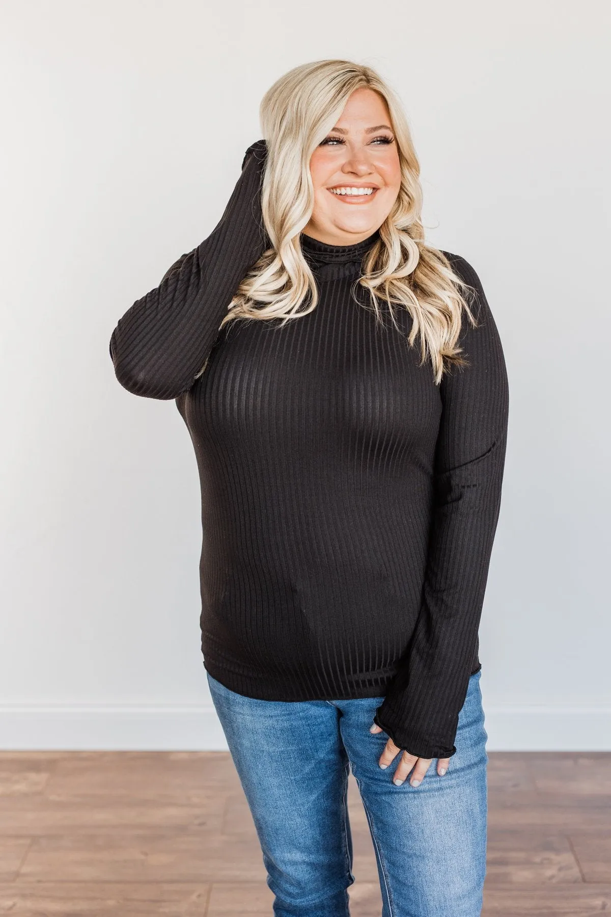 Smooth Sailing Black Turtle Neck Top