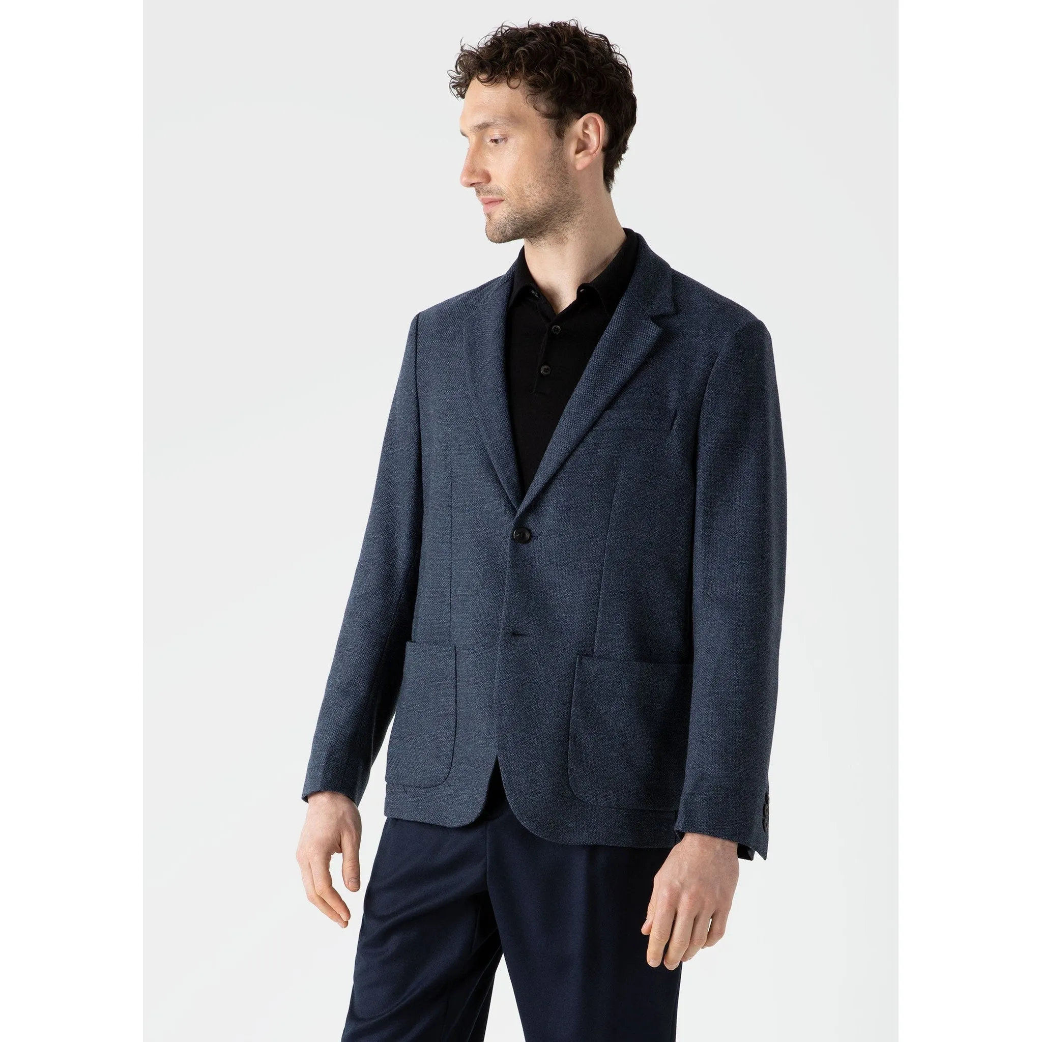 Textured Wool Blazer | Men | Blue Melange