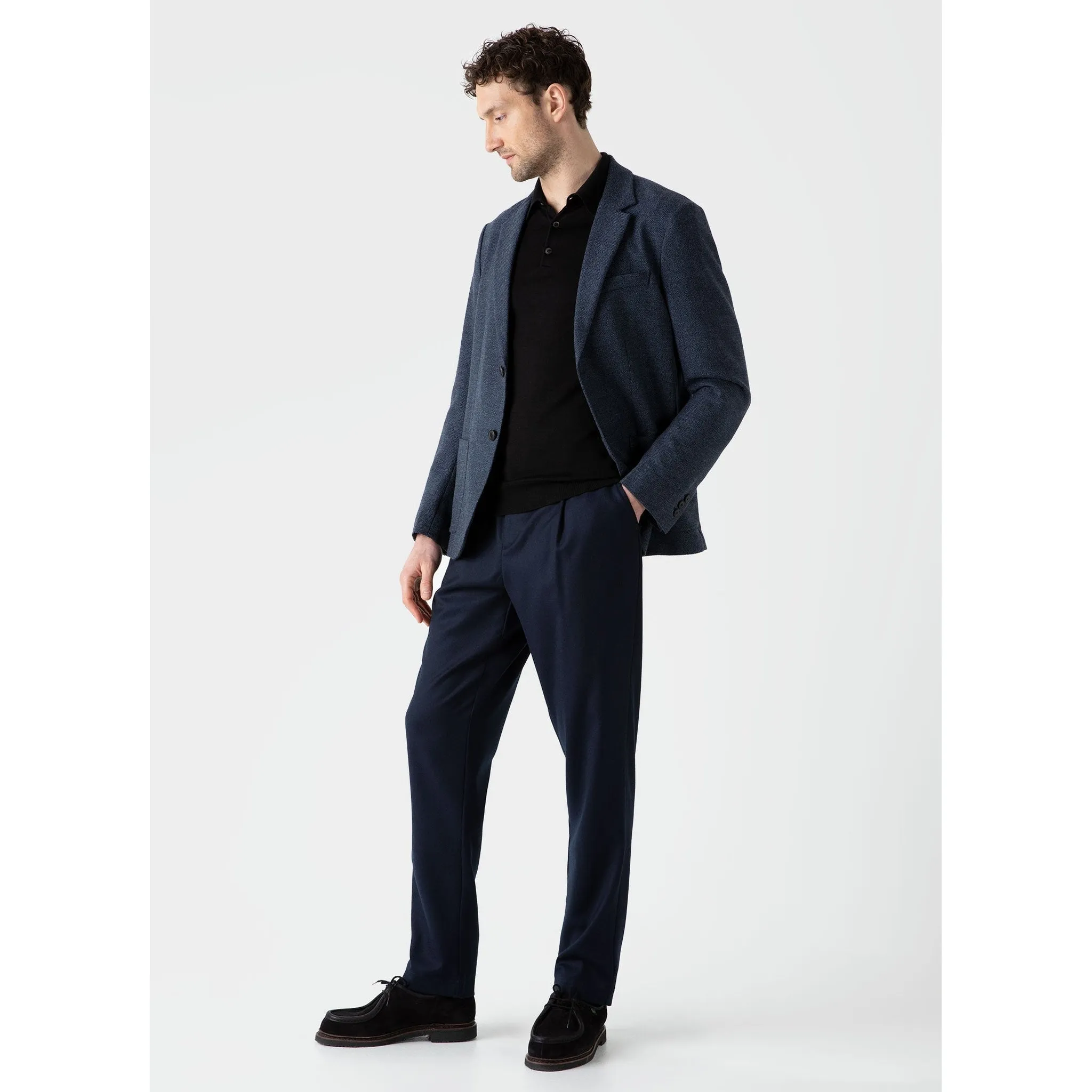 Textured Wool Blazer | Men | Blue Melange