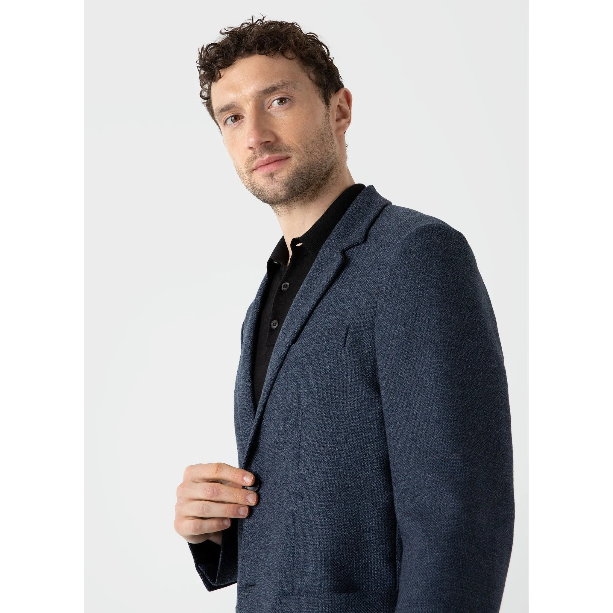 Textured Wool Blazer | Men | Blue Melange