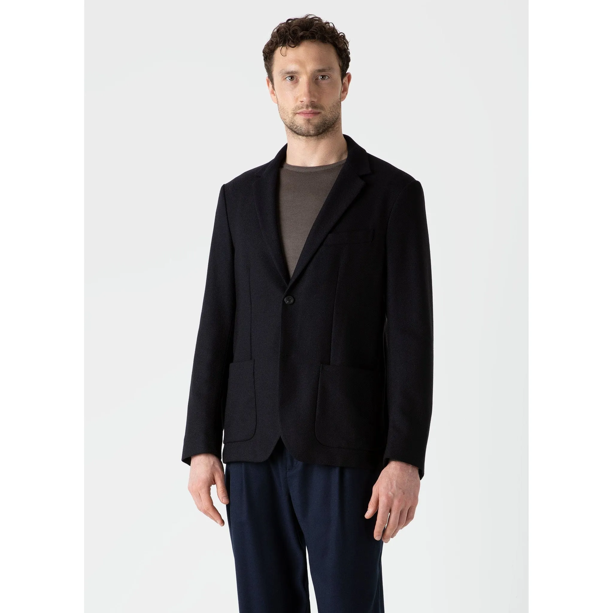 Textured Wool Blazer | Men | Navy