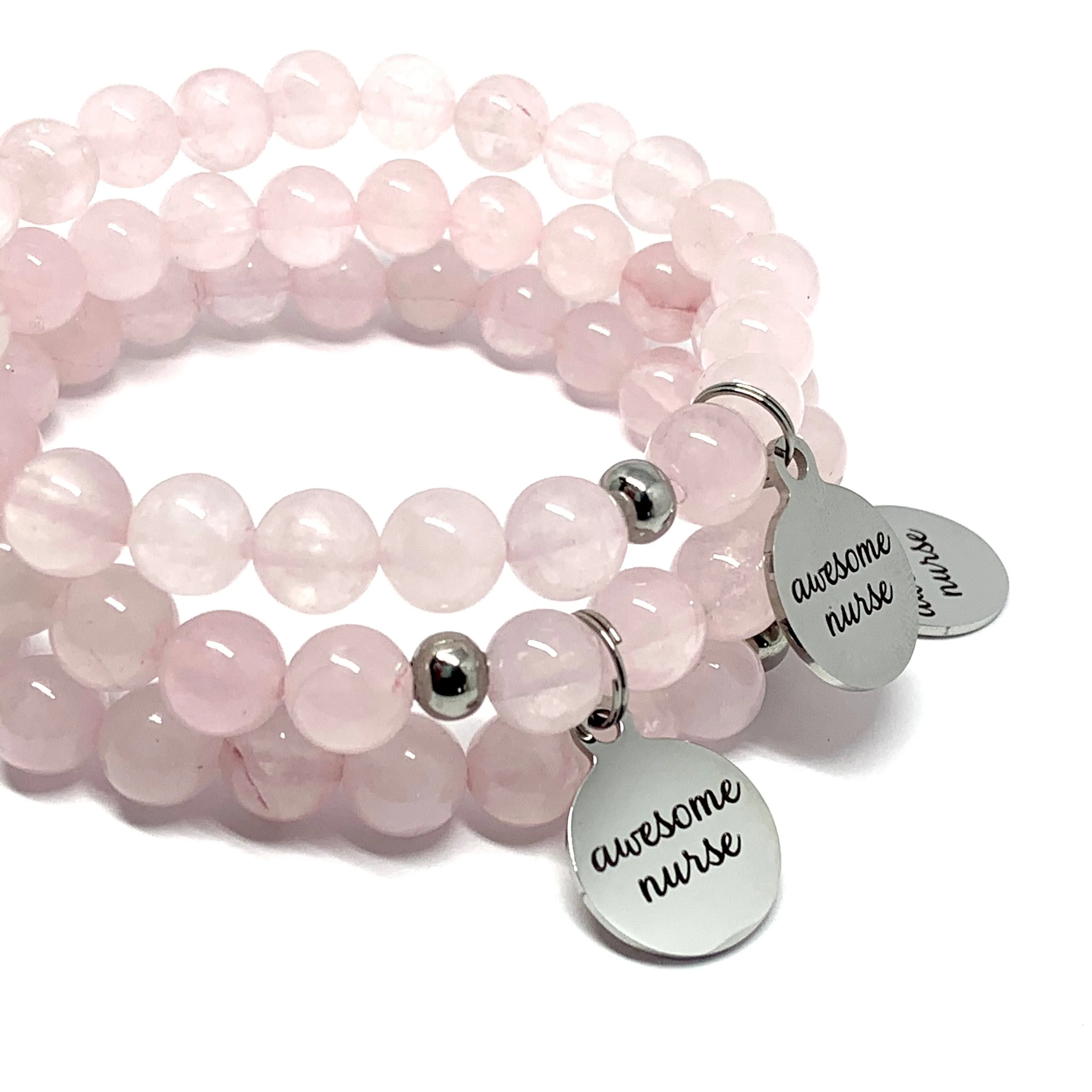 The Best Nurse Rose Quartz Mala Bracelet