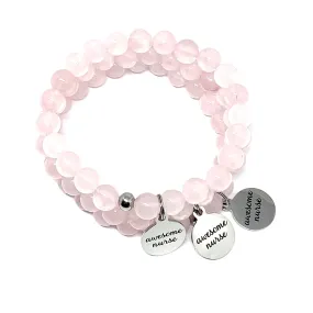 The Best Nurse Rose Quartz Mala Bracelet