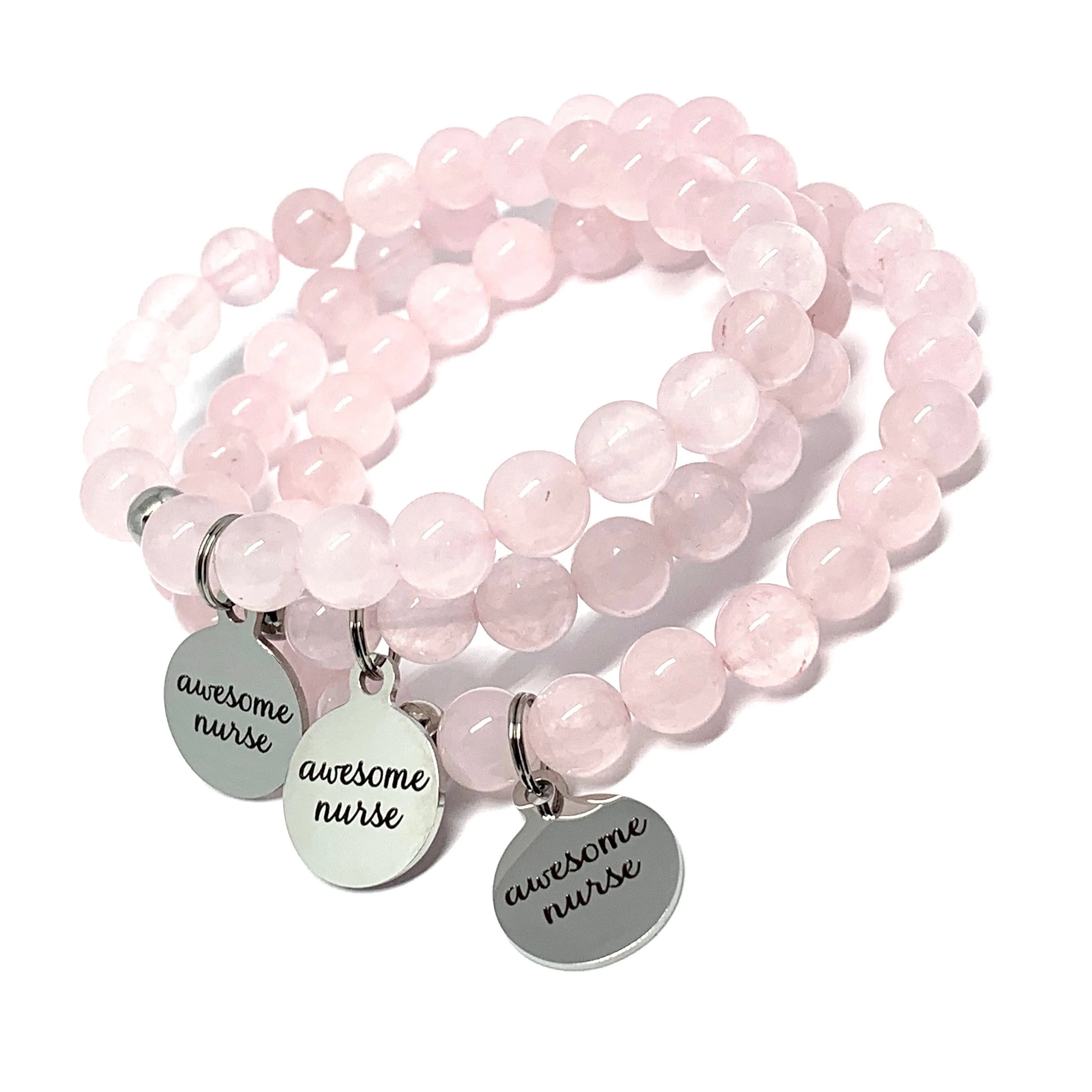 The Best Nurse Rose Quartz Mala Bracelet