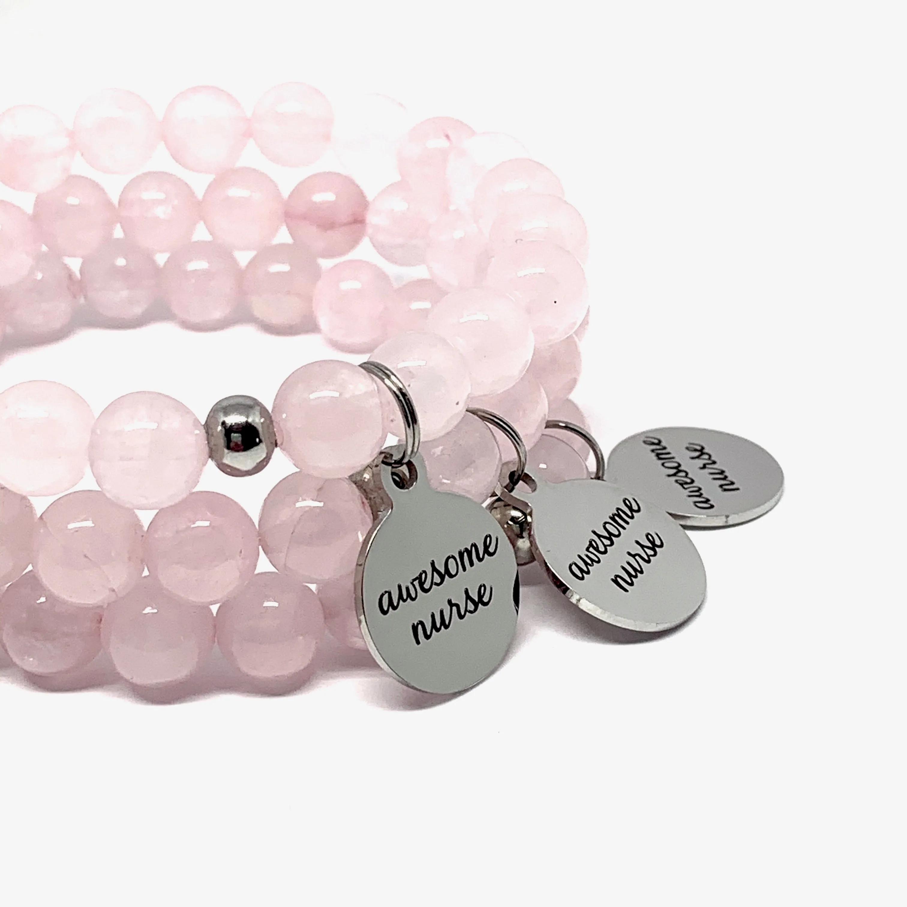 The Best Nurse Rose Quartz Mala Bracelet