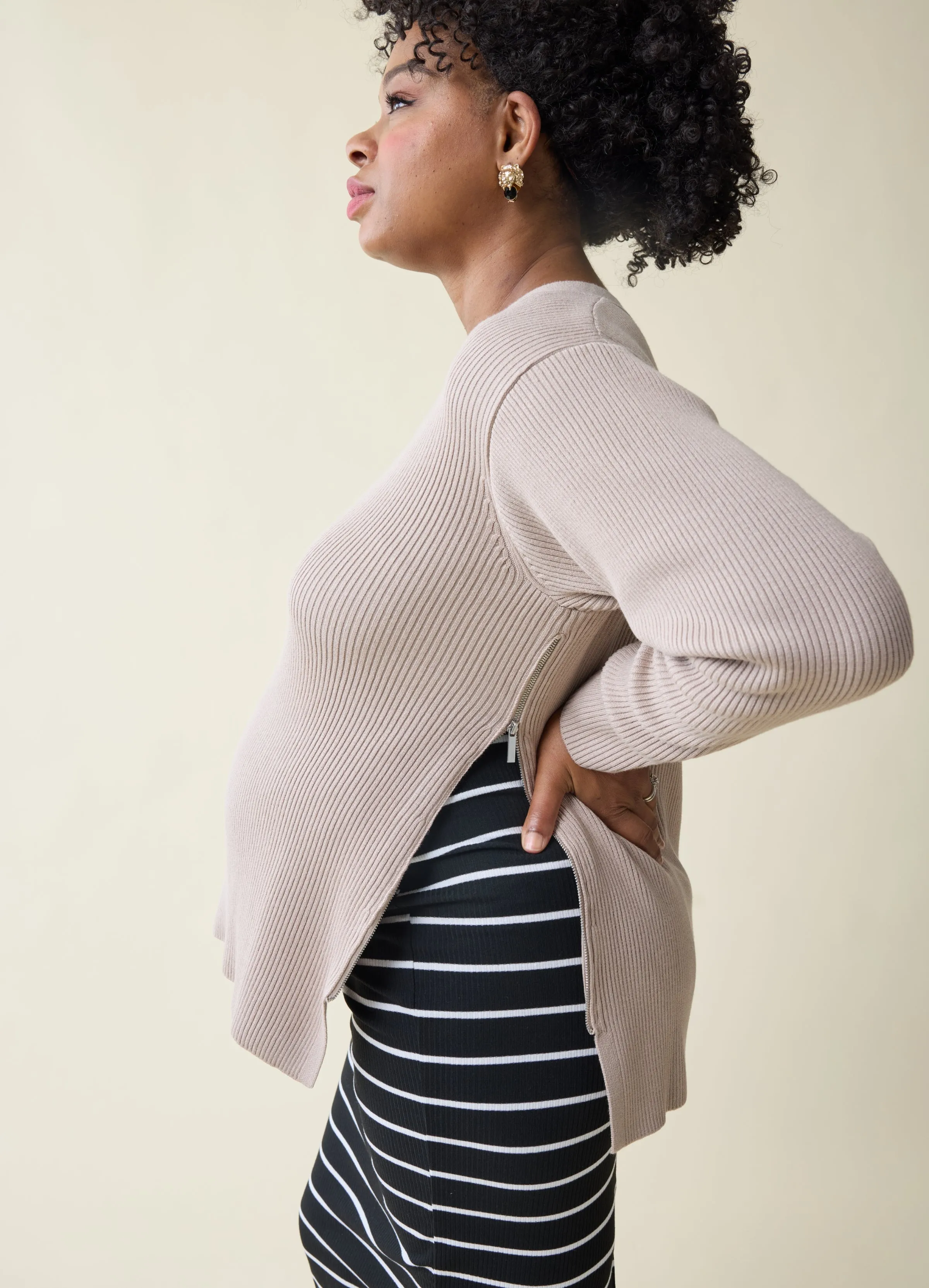 The EveryWear Side Zip Maternity + Nursing Sweater