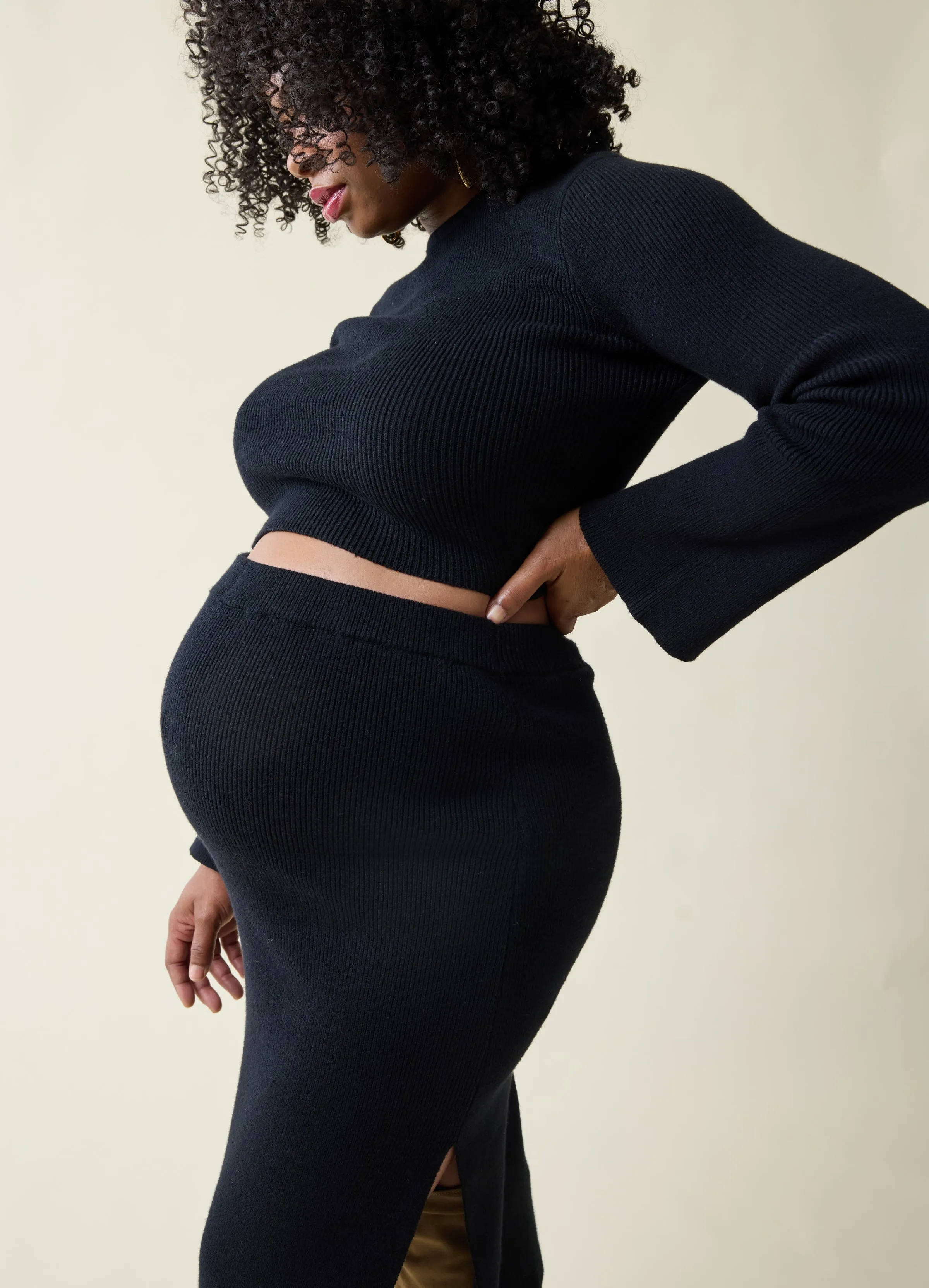 The Mix + Mingle  Black Maternity Sweater Midi Skirt