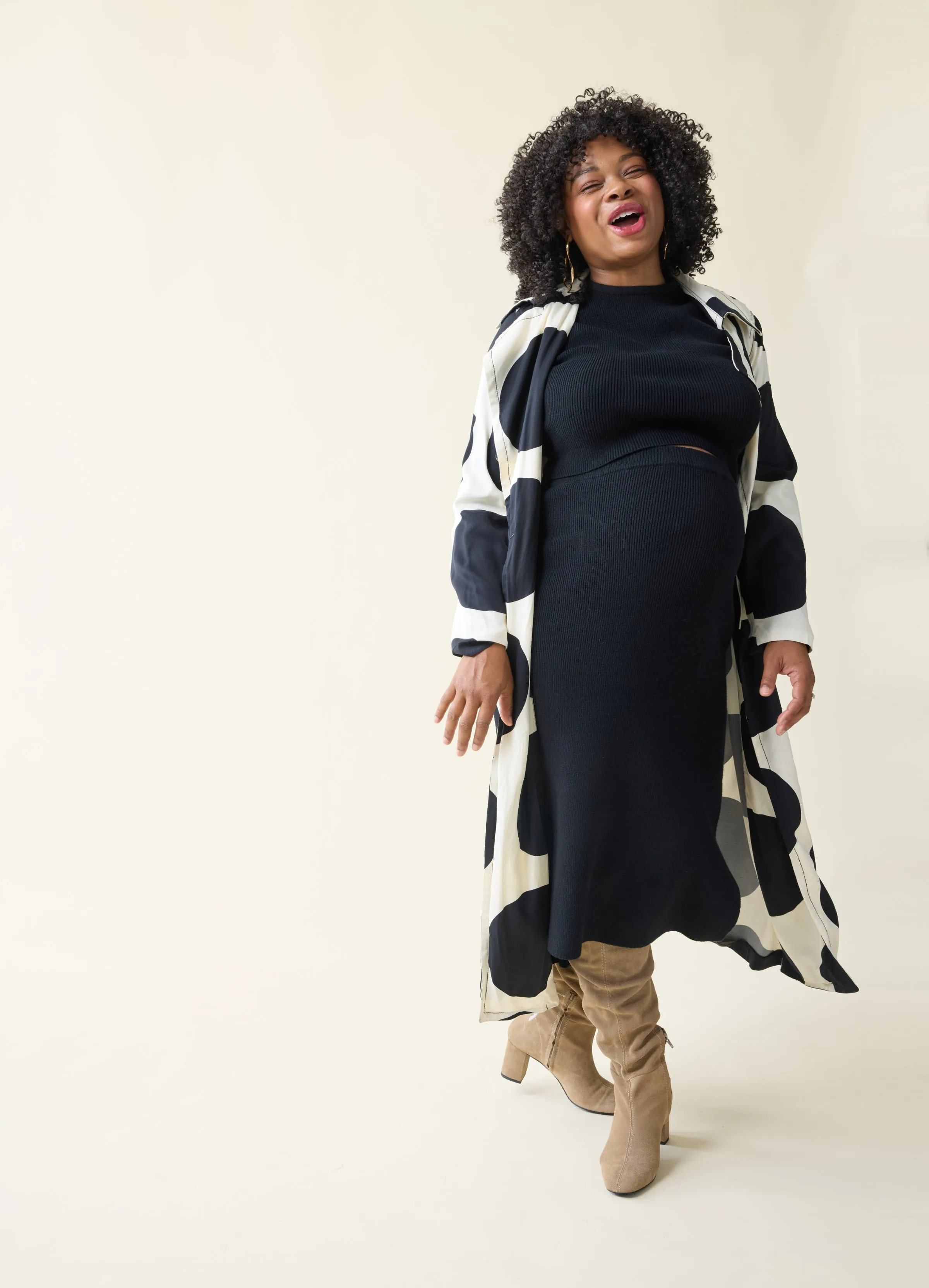 The Mix + Mingle  Black Maternity Sweater Midi Skirt