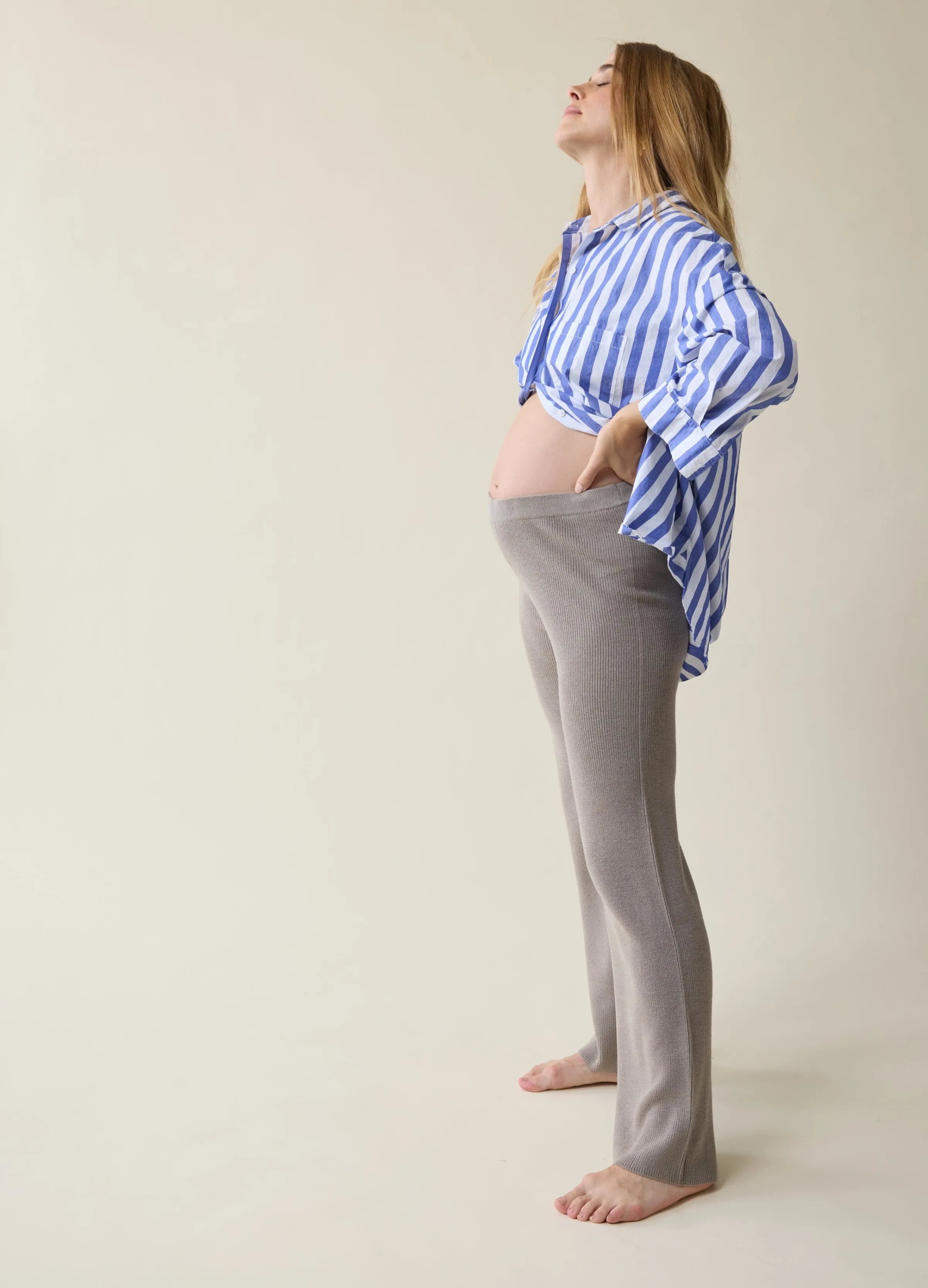 The Stay Cozy Maternity + Postpartum Sweater Pant Taupe