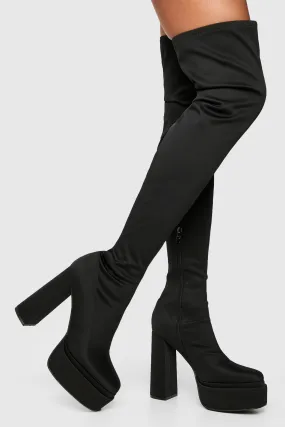 Thigh High Stretch Platform Boots