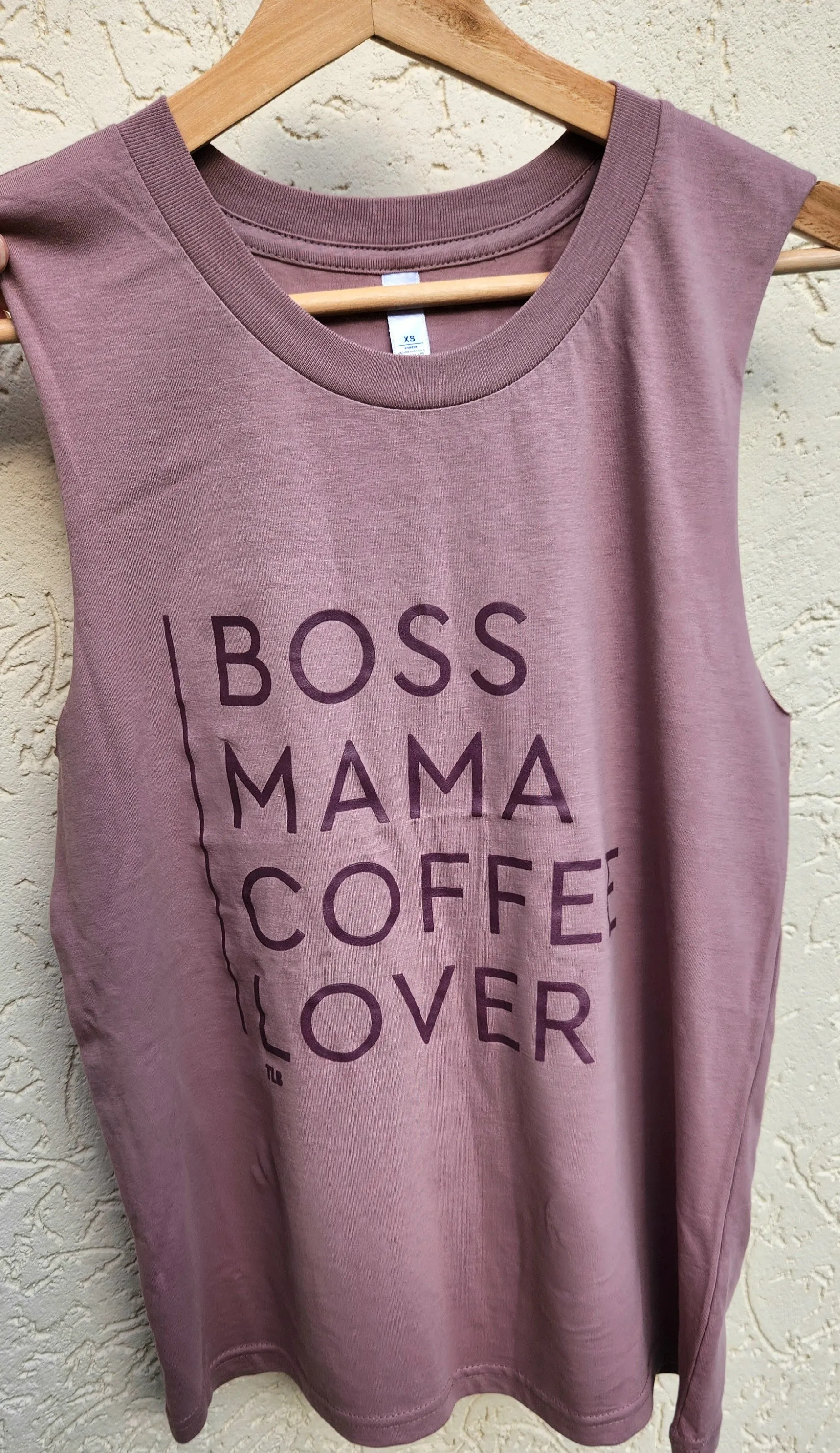 TLB Boss Mama Coffee Lover tank in Hazy Pink