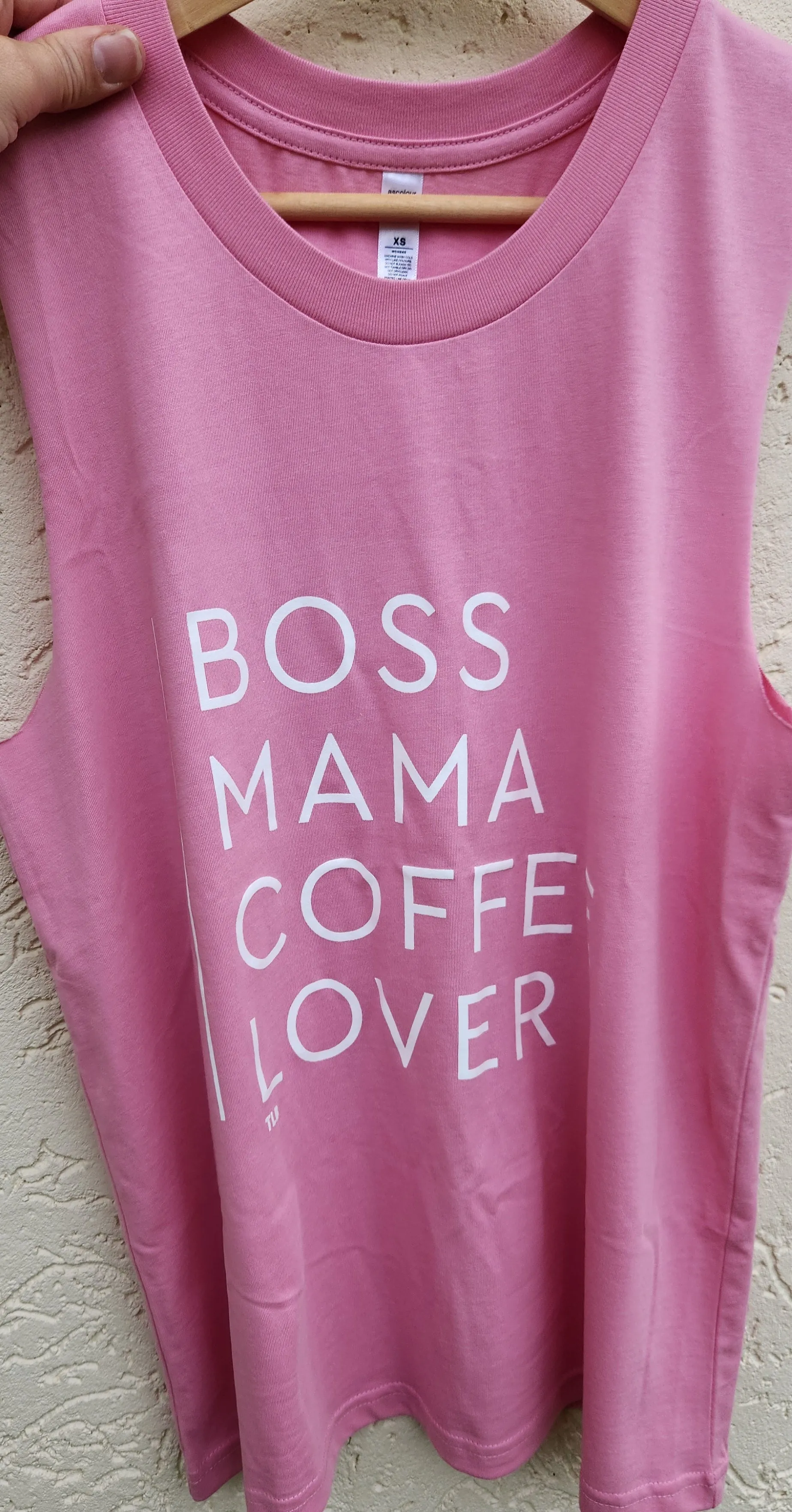 TLB Boss Mama Coffee Lover tank Shirt - Bubblegum