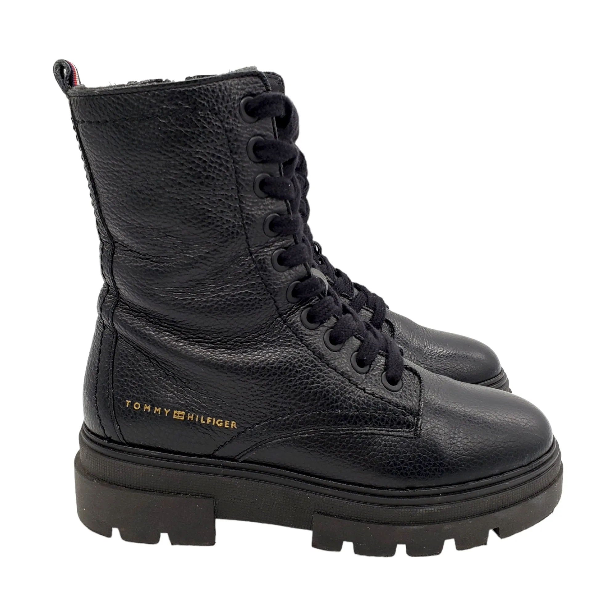 Tommy Hilfiger Black Lace-up Chunky Boots