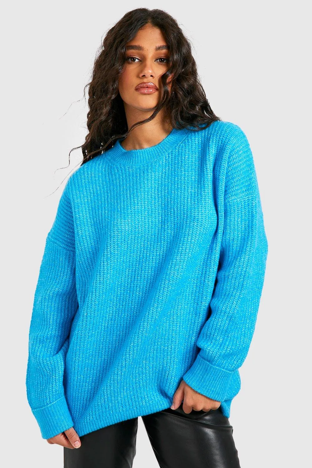 Turn Up Cuff Soft Knit Fisherman Knitted Sweater