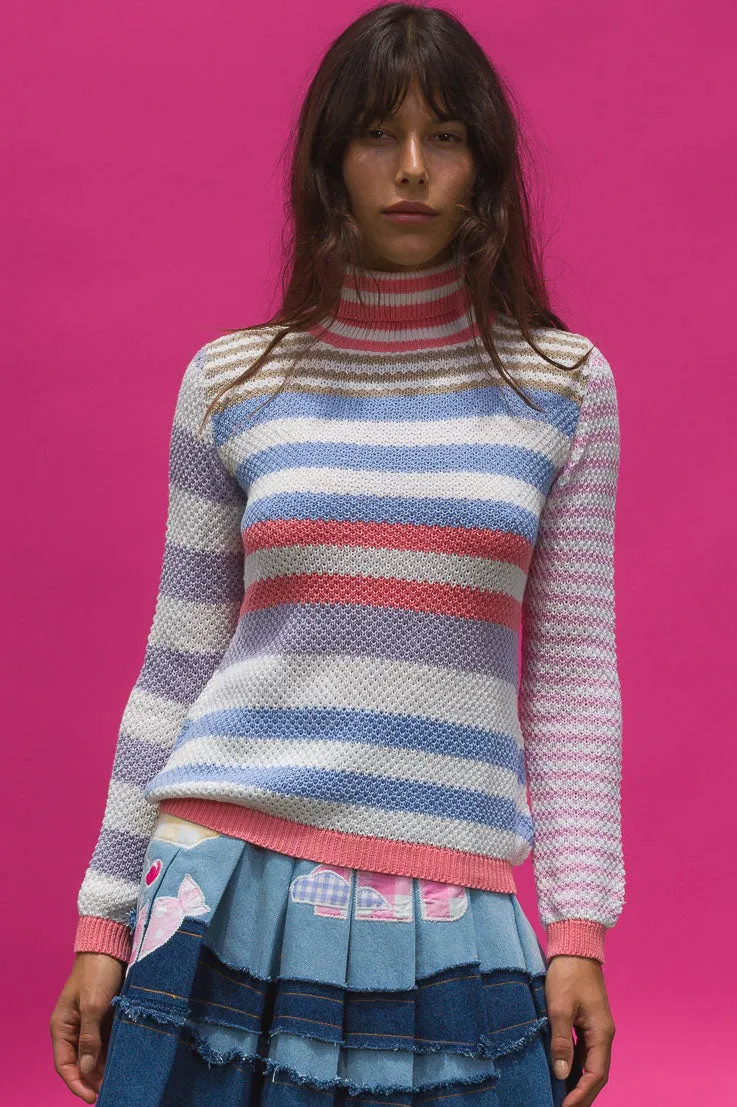 Turtle Neck Top - Tea Cup stripe | Striped turtle neck top for a chic look