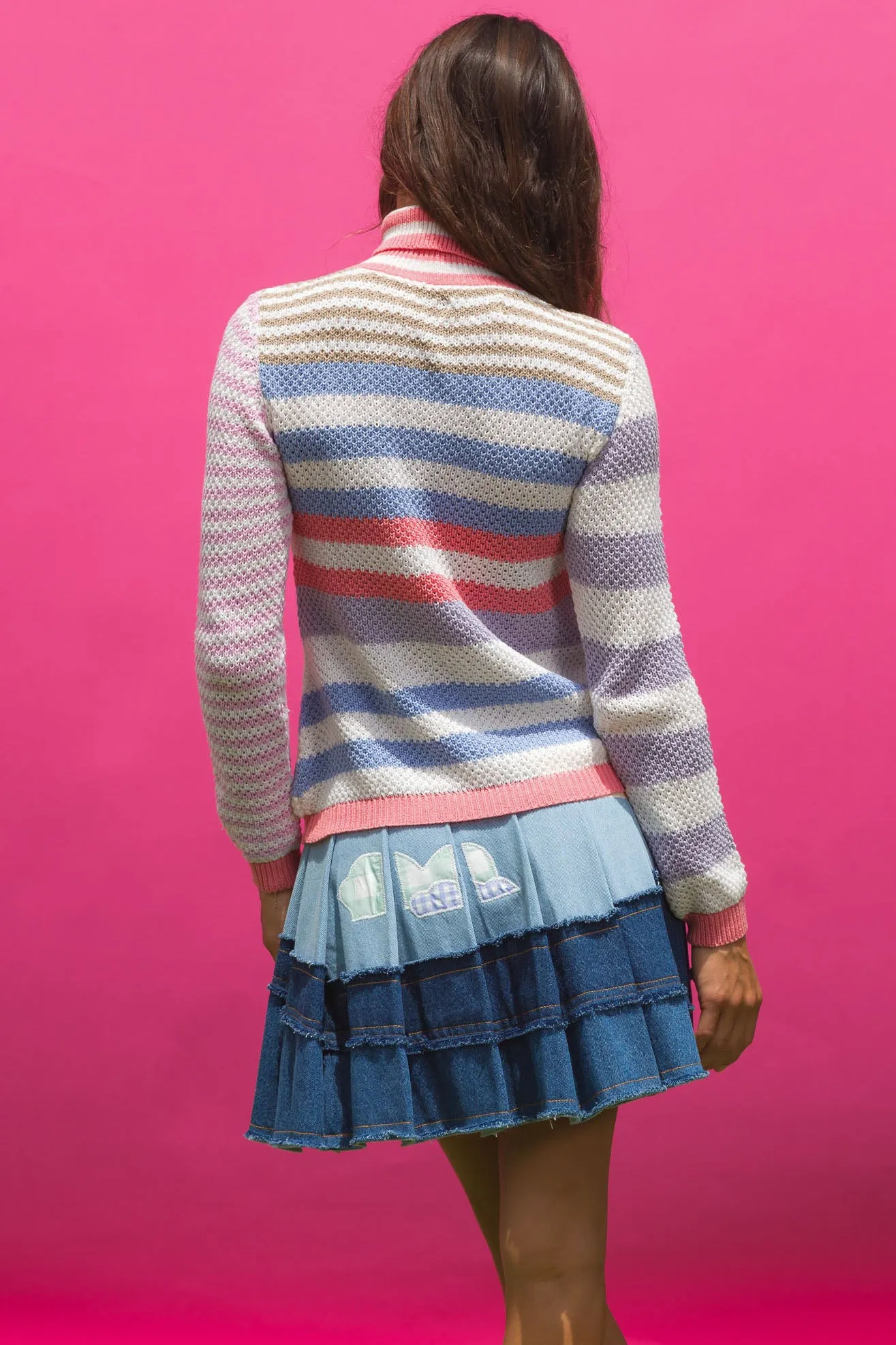 Turtle Neck Top - Tea Cup stripe | Striped turtle neck top for a chic look