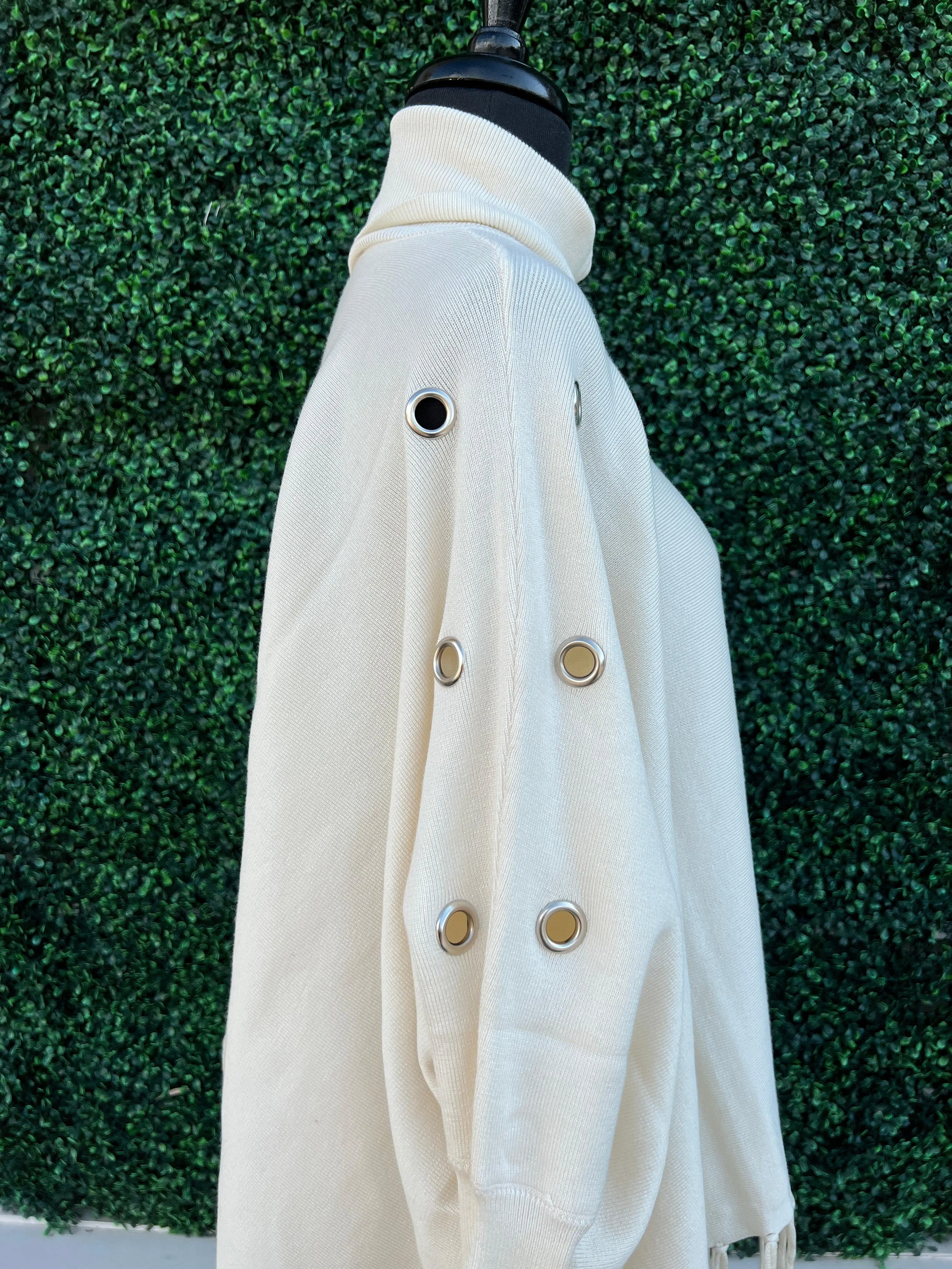 Turtleneck Poncho - Grommet Detail
