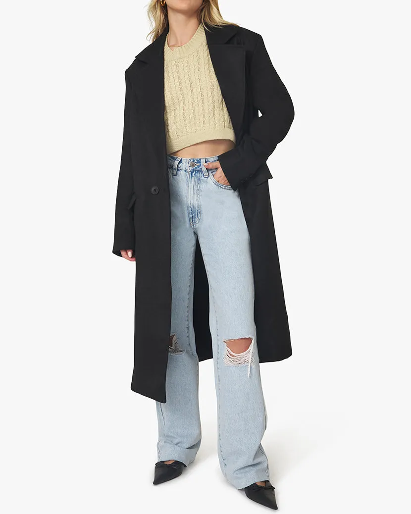 Twill Blazer Coat | Black