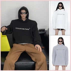 Unisex Street Style Long Sleeves Cotton Oversized Logo