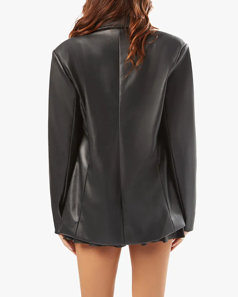 Vegan Leather Blazer | Black