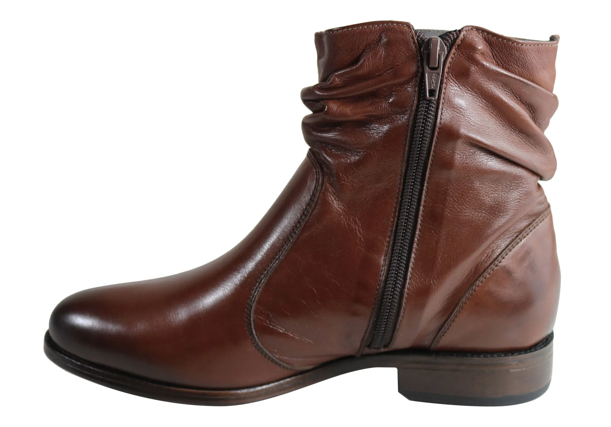 Villione Jean Womens Comfortable Leather Ankle Boots Made In Brazil