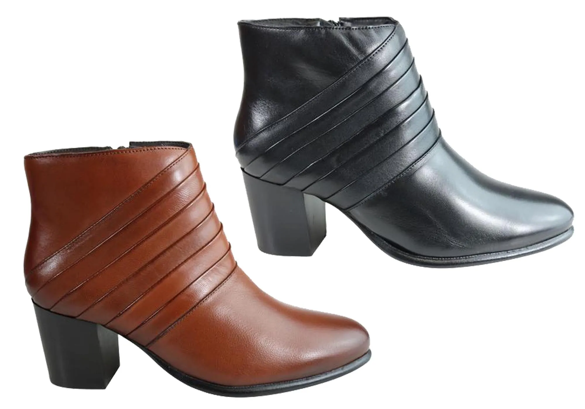 Villione Skyler Womens Comfortable Leather Ankle Boots Made In Brazil