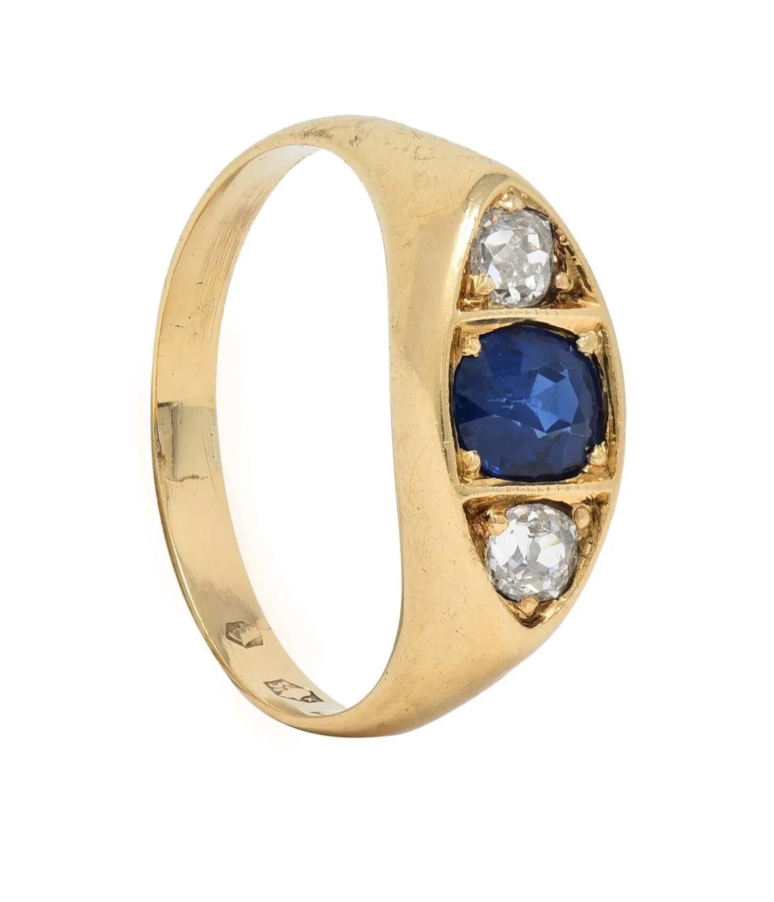 Vintage 1960s Sapphire Diamond Gold Marquise Ring