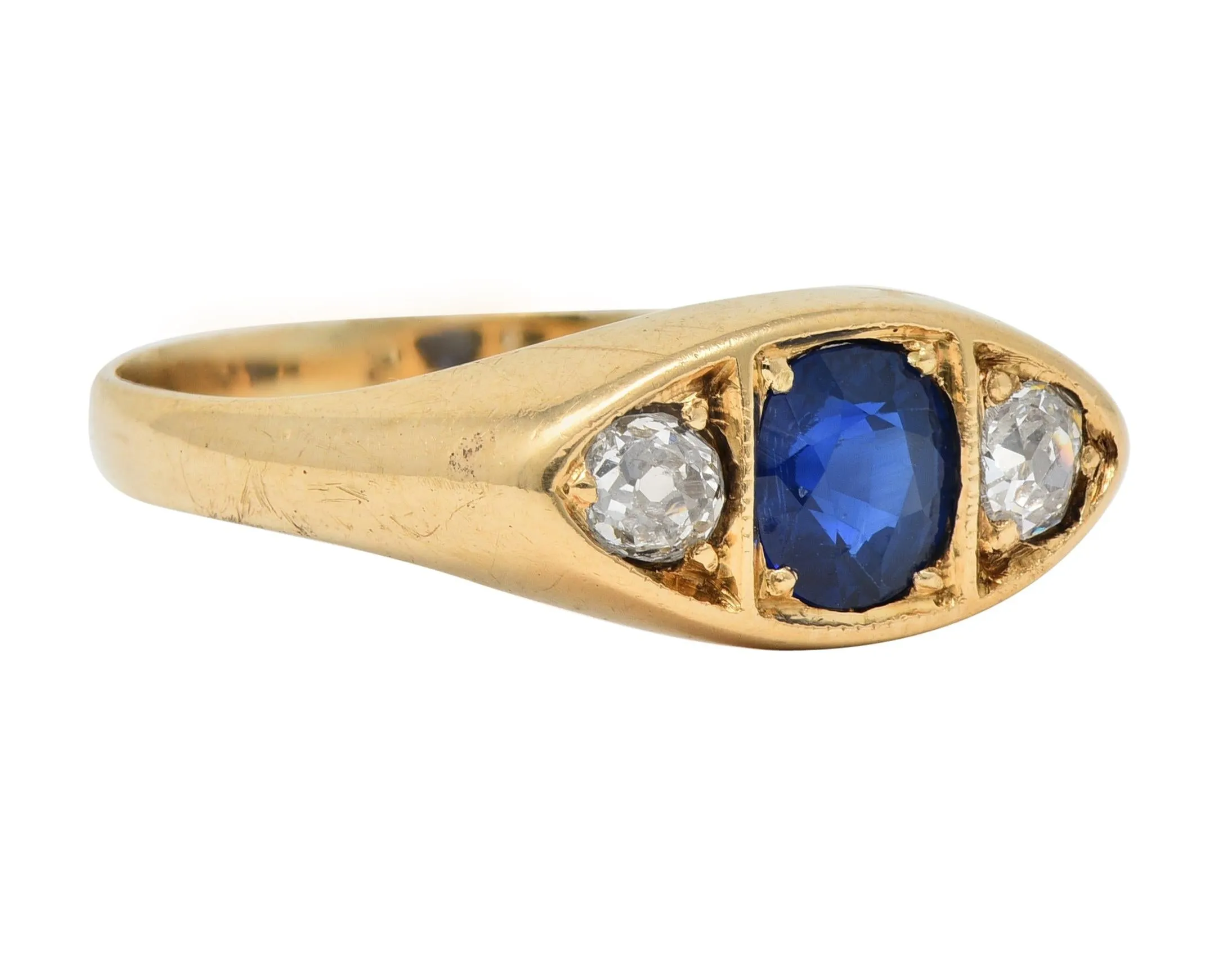 Vintage 1960s Sapphire Diamond Gold Marquise Ring