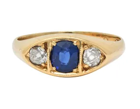 Vintage 1960s Sapphire Diamond Gold Marquise Ring