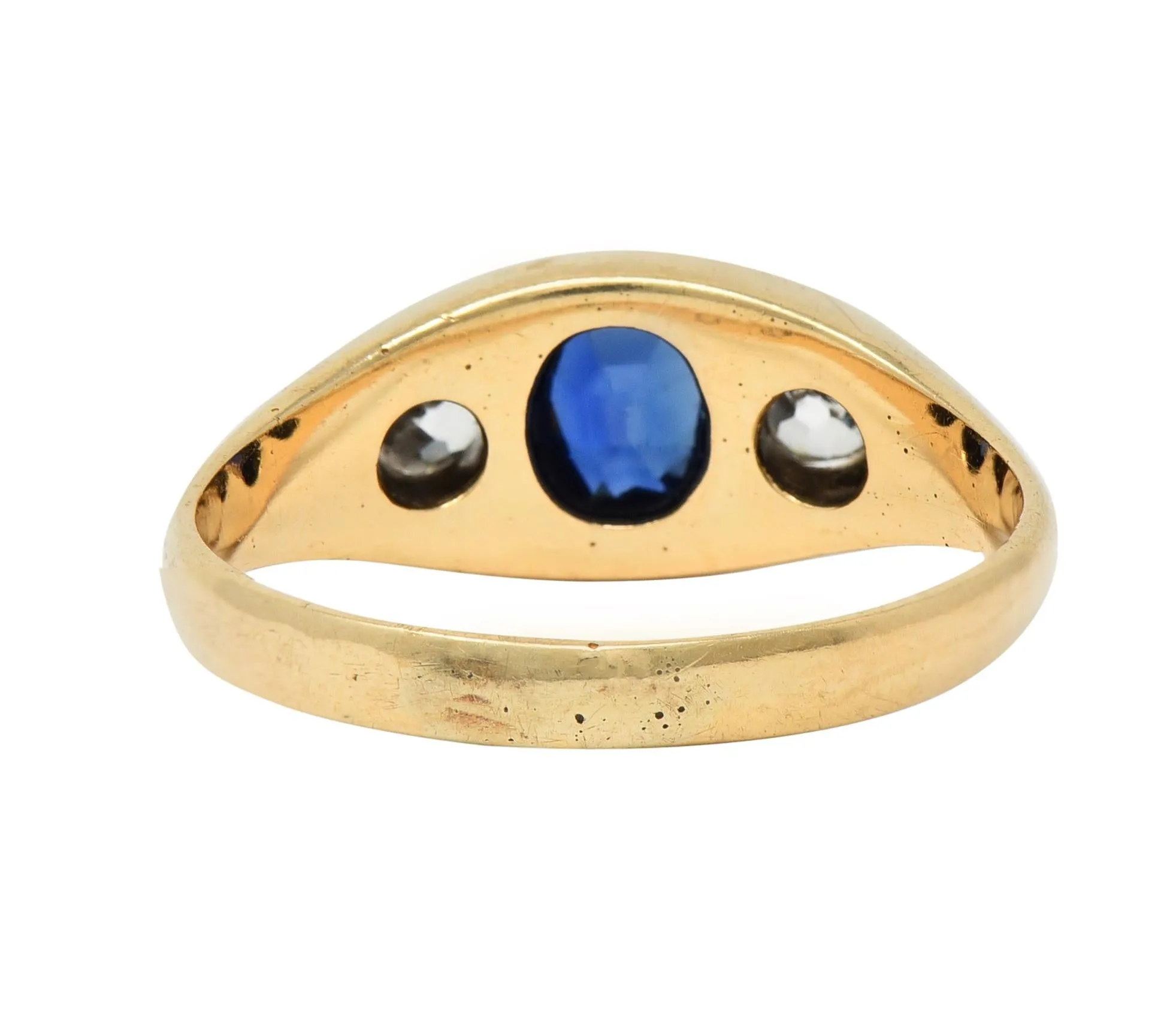 Vintage 1960s Sapphire Diamond Gold Marquise Ring