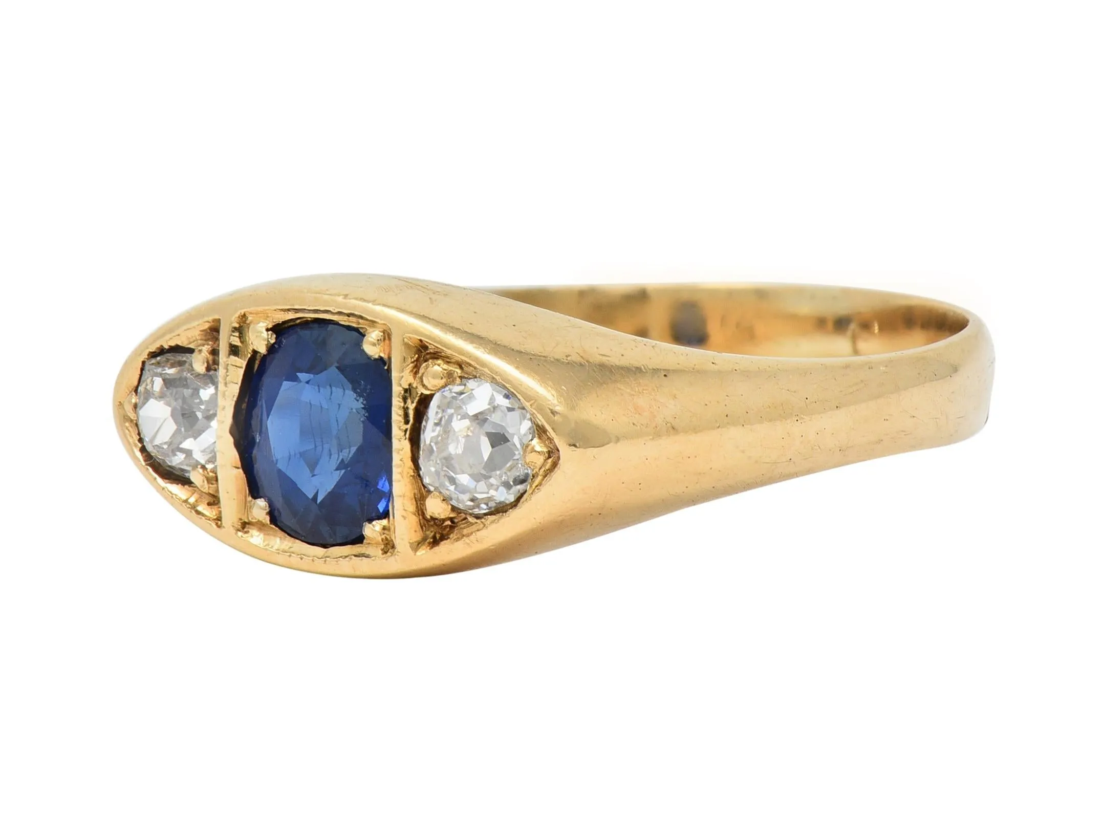 Vintage 1960s Sapphire Diamond Gold Marquise Ring