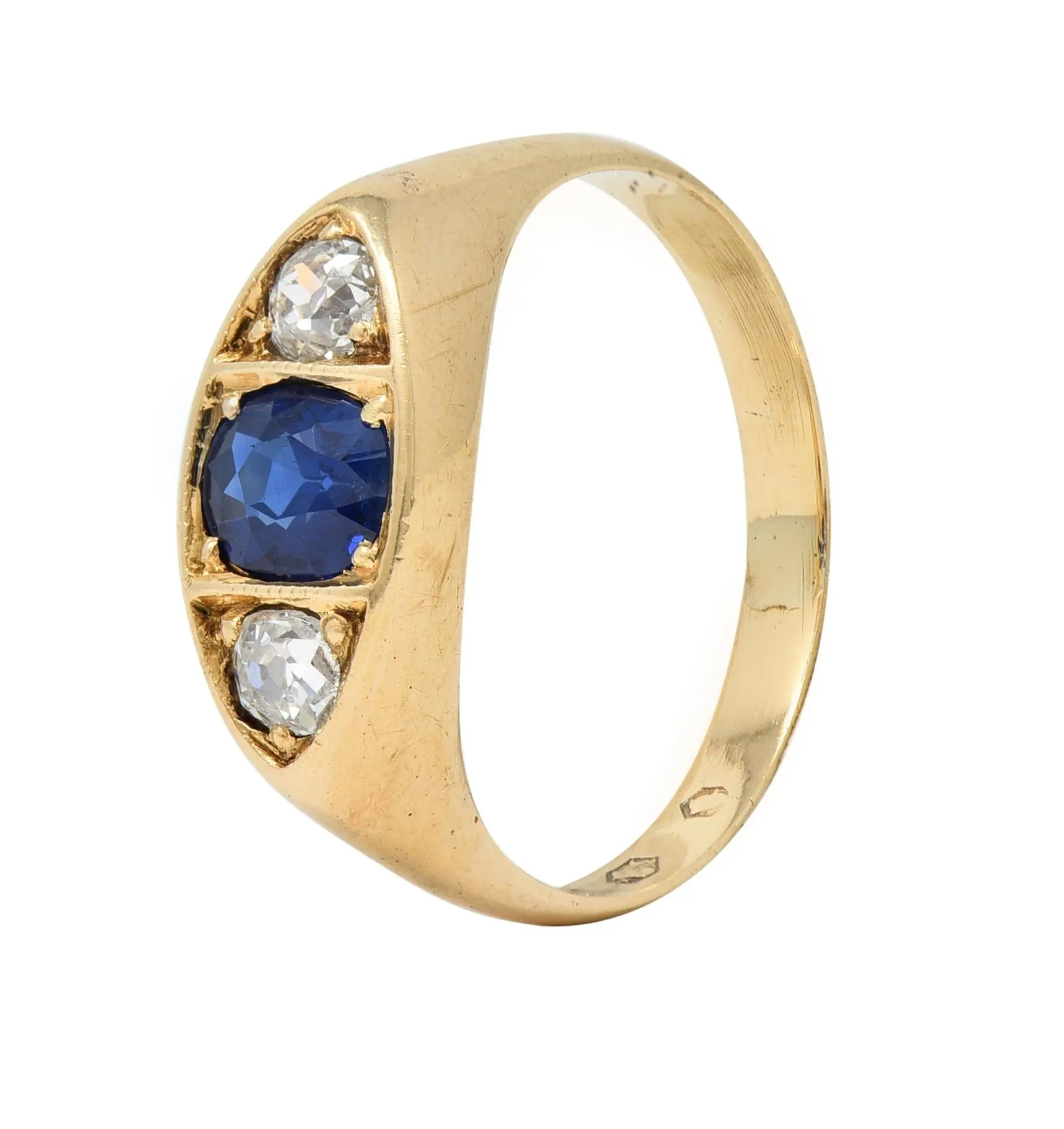 Vintage 1960s Sapphire Diamond Gold Marquise Ring